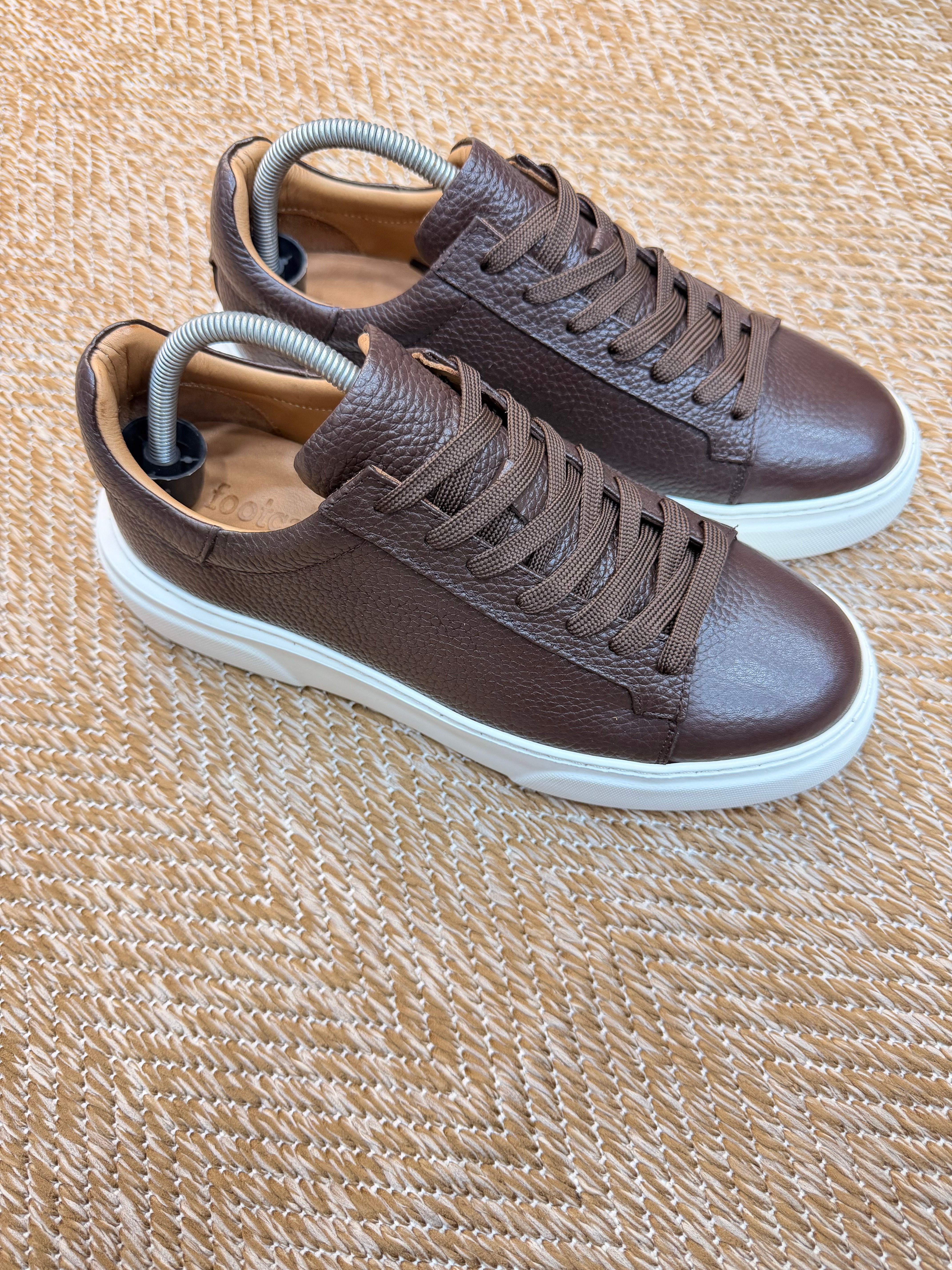Erkek %100 Deri Sneaker Ayakkabı-Kahve