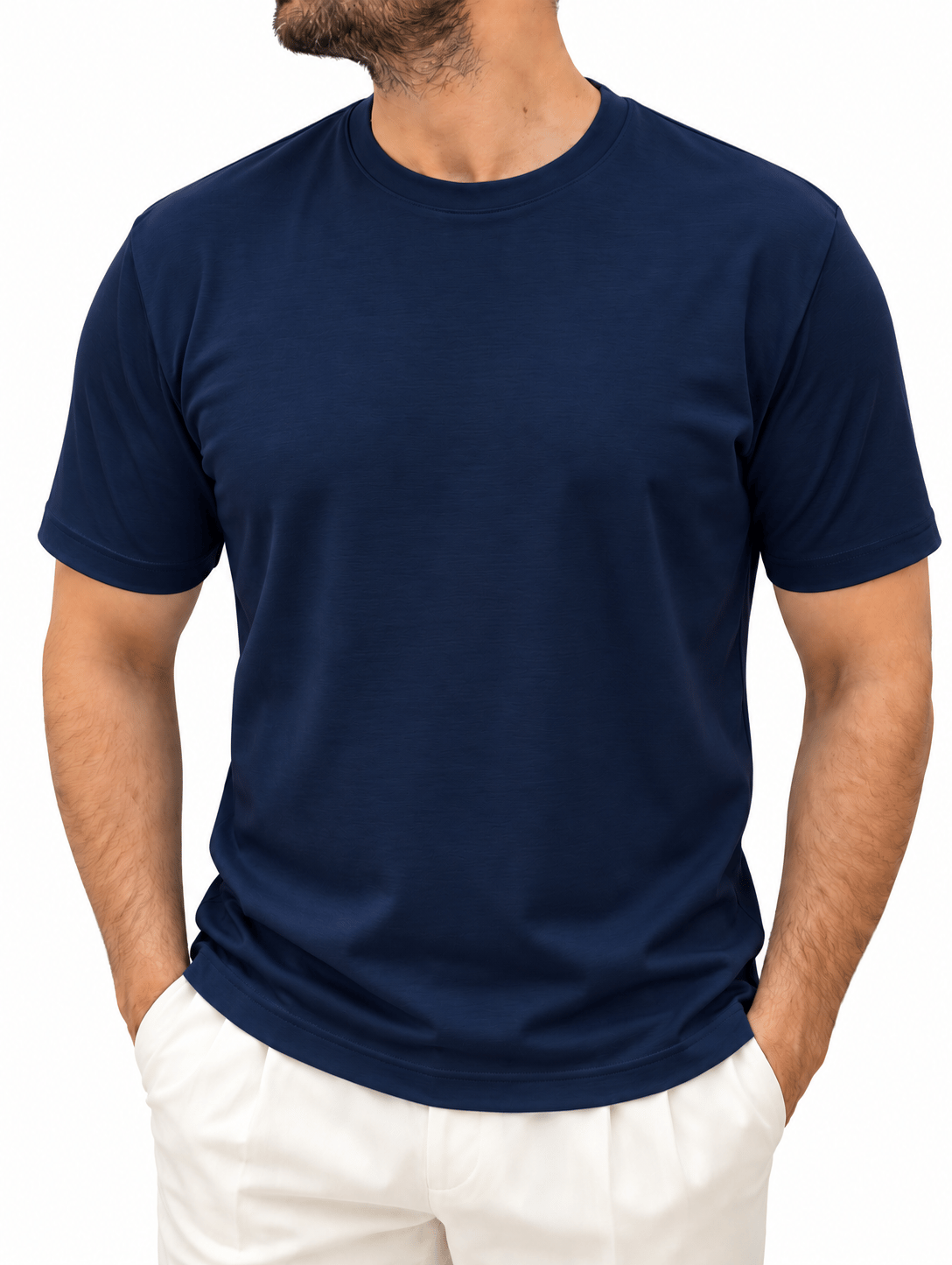 Erkek Basic Rayon Kumaş Tişört-Laci