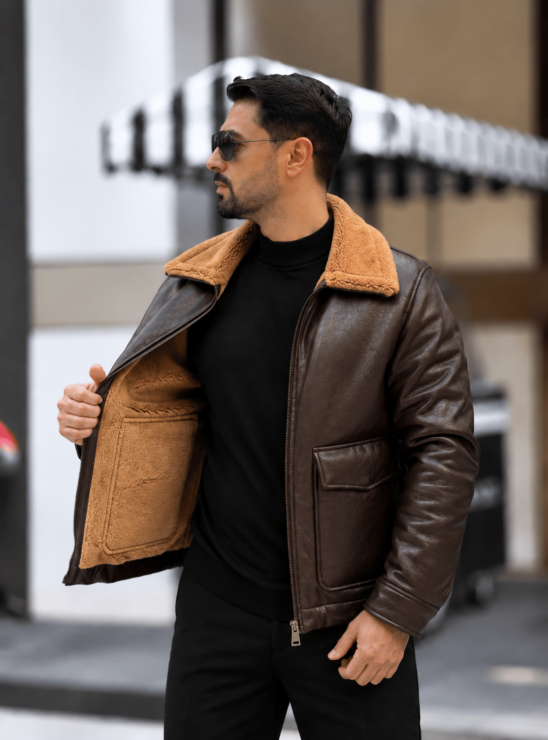 KAHVE PREMİUM KALIN KÜRKLÜ MONT ÇİFT FERMUARLI
