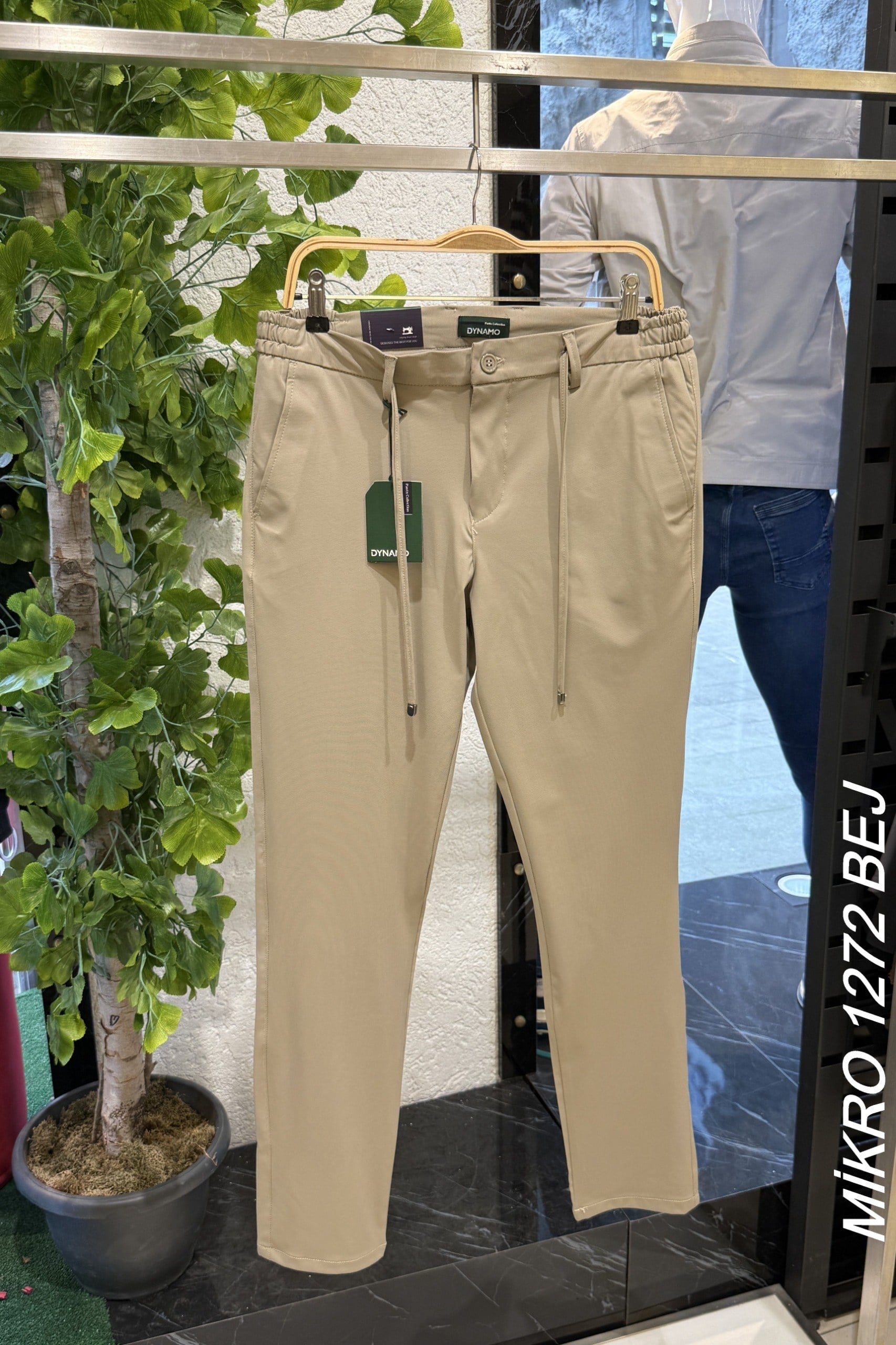 Mikro Kumaş Full Likralı Erkek Jogger Pantolon-Bej