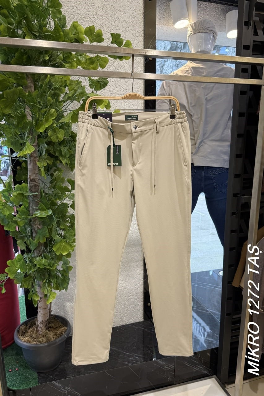Mikro Kumaş Full Likralı Erkek Jogger Pantolon-Taş