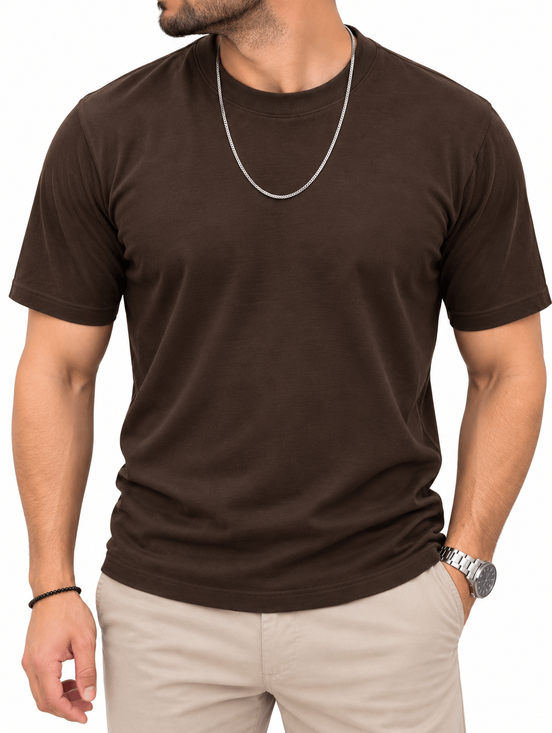 Modal Kumaş Premium Tshirt-KAHVE