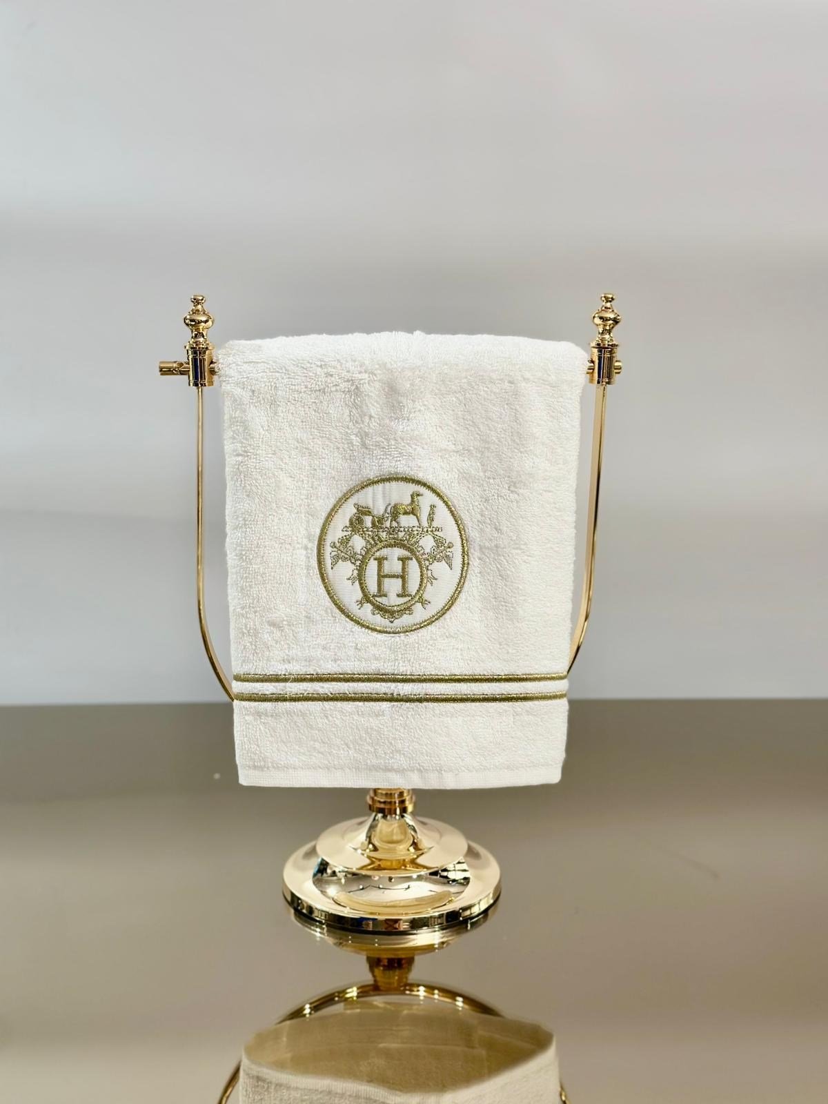 50x90 Hermes Model Gold Nakışlı Yüz Havlusu
