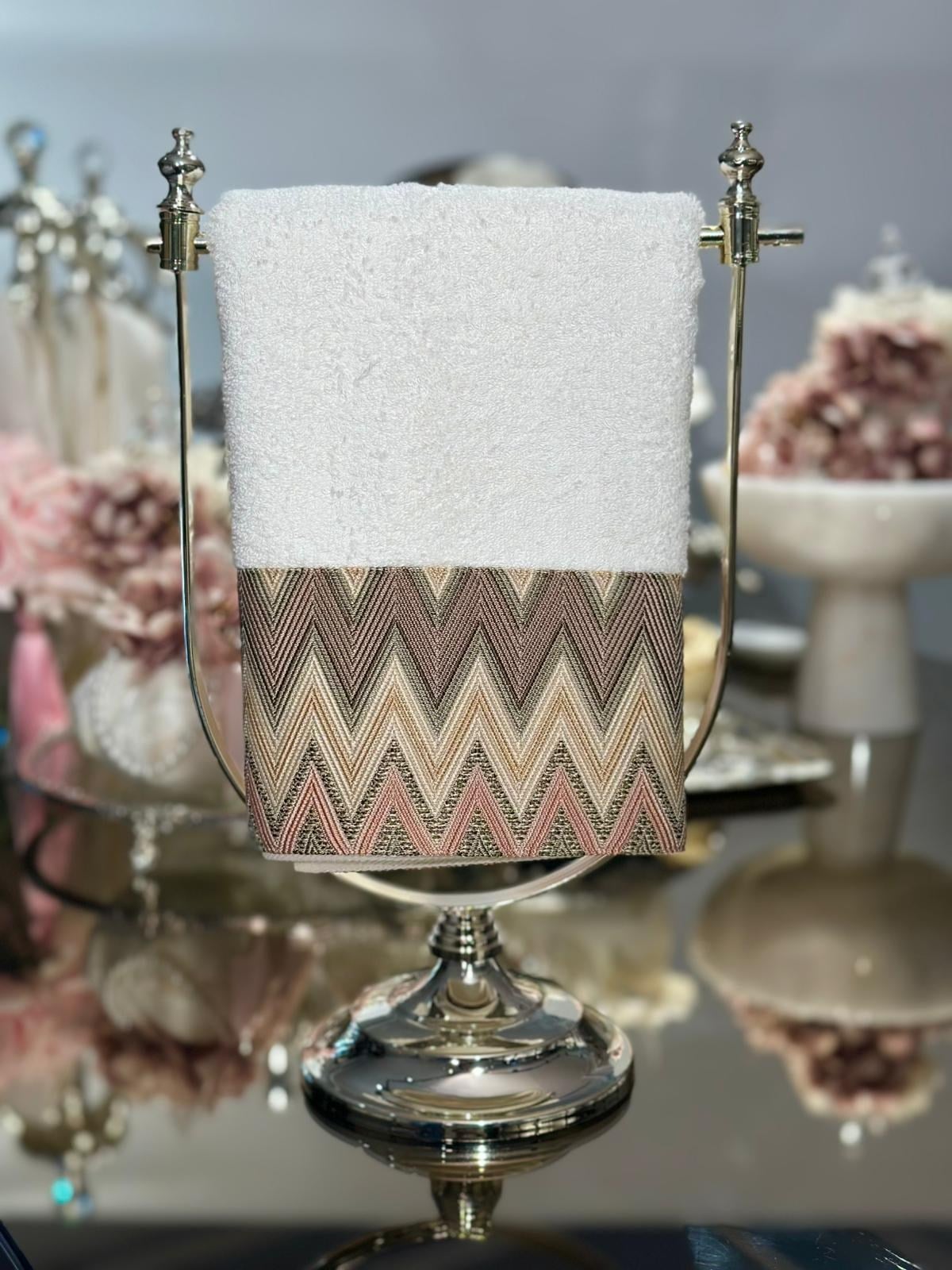 50x90 Missoni Model Pembe Yüz Havlusu