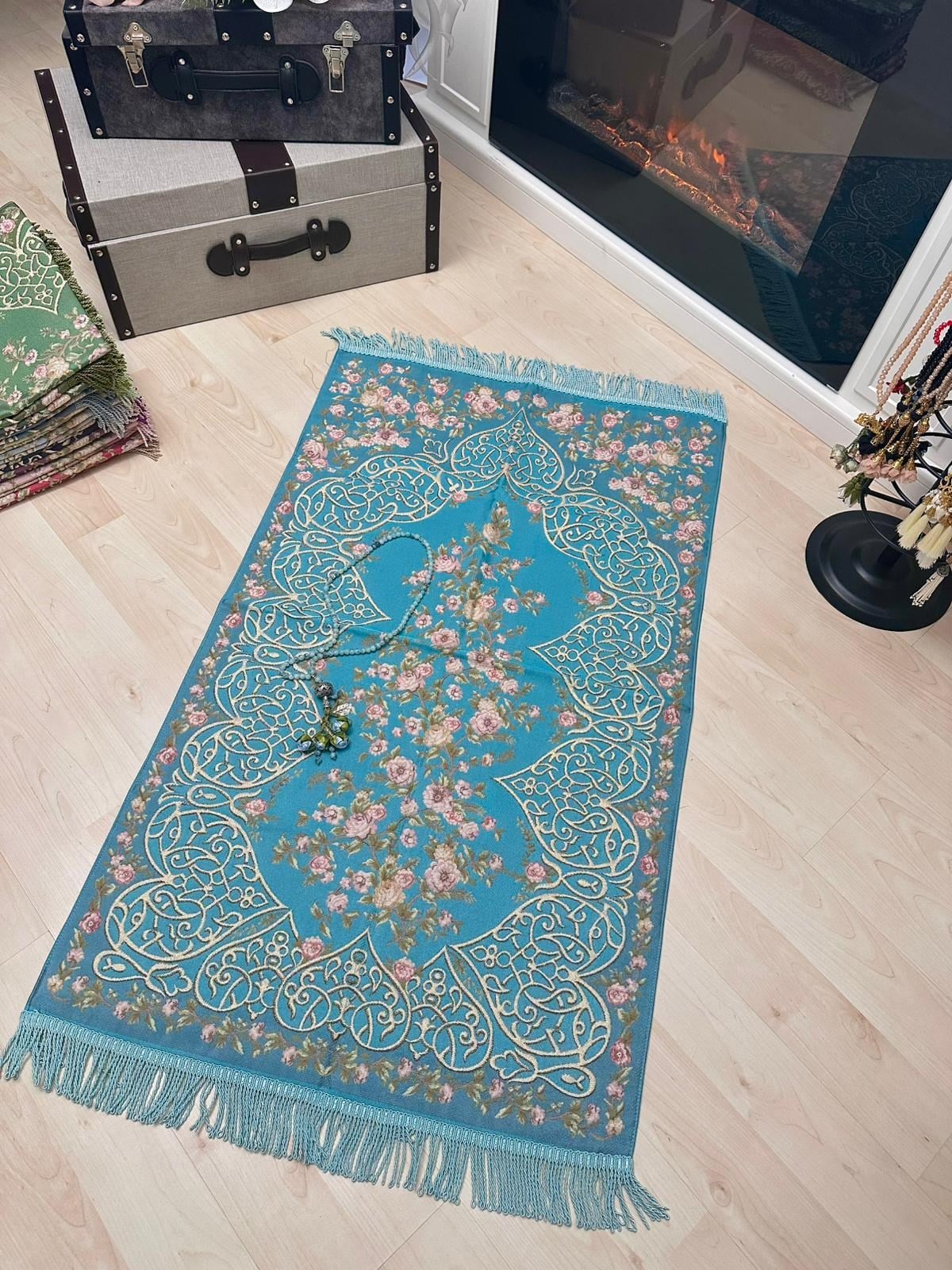 Miran Model Turkuaz Goblen Seccade