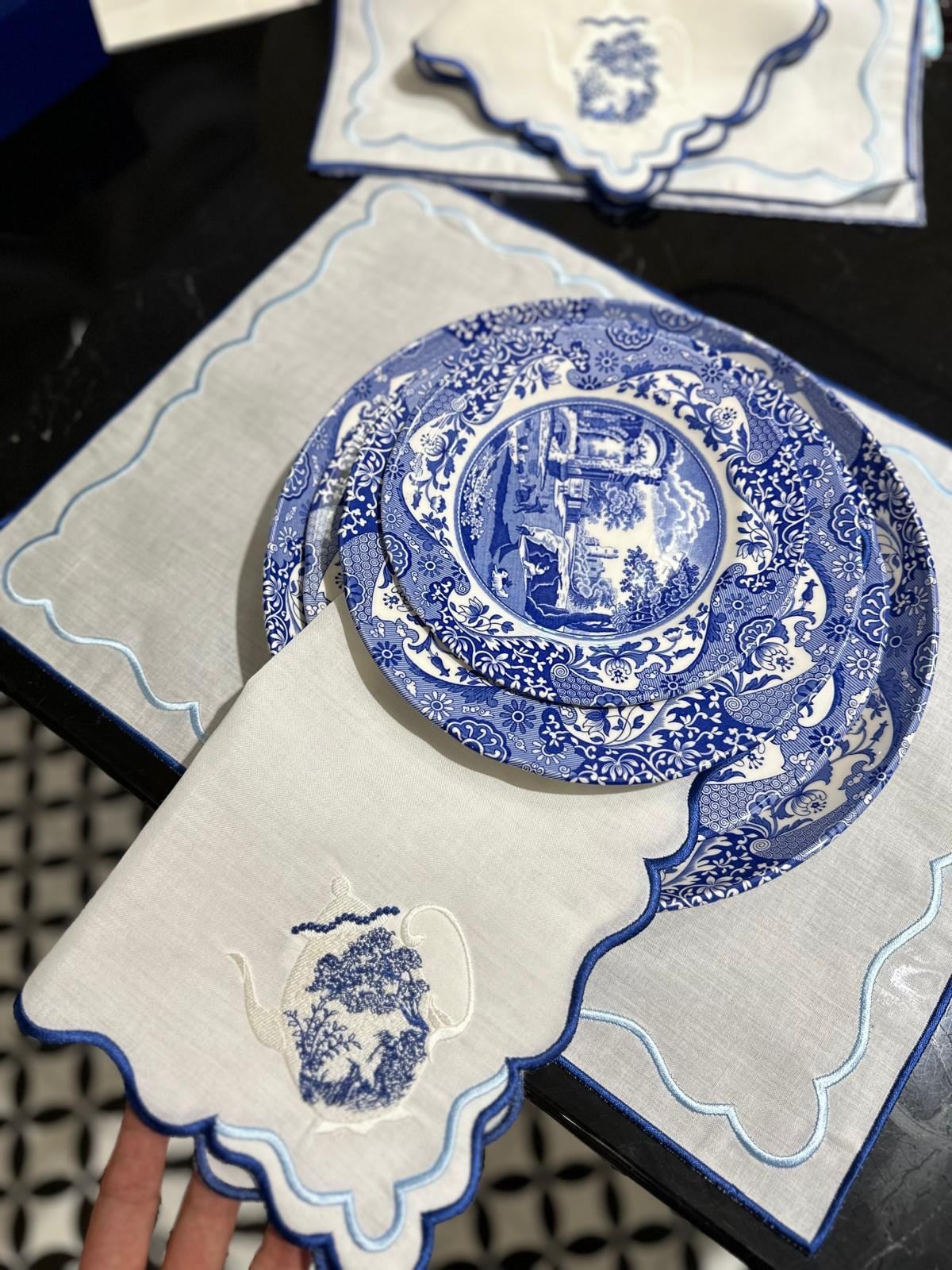 Spode Desen Mavi Nakışlı Amerikan Servisi