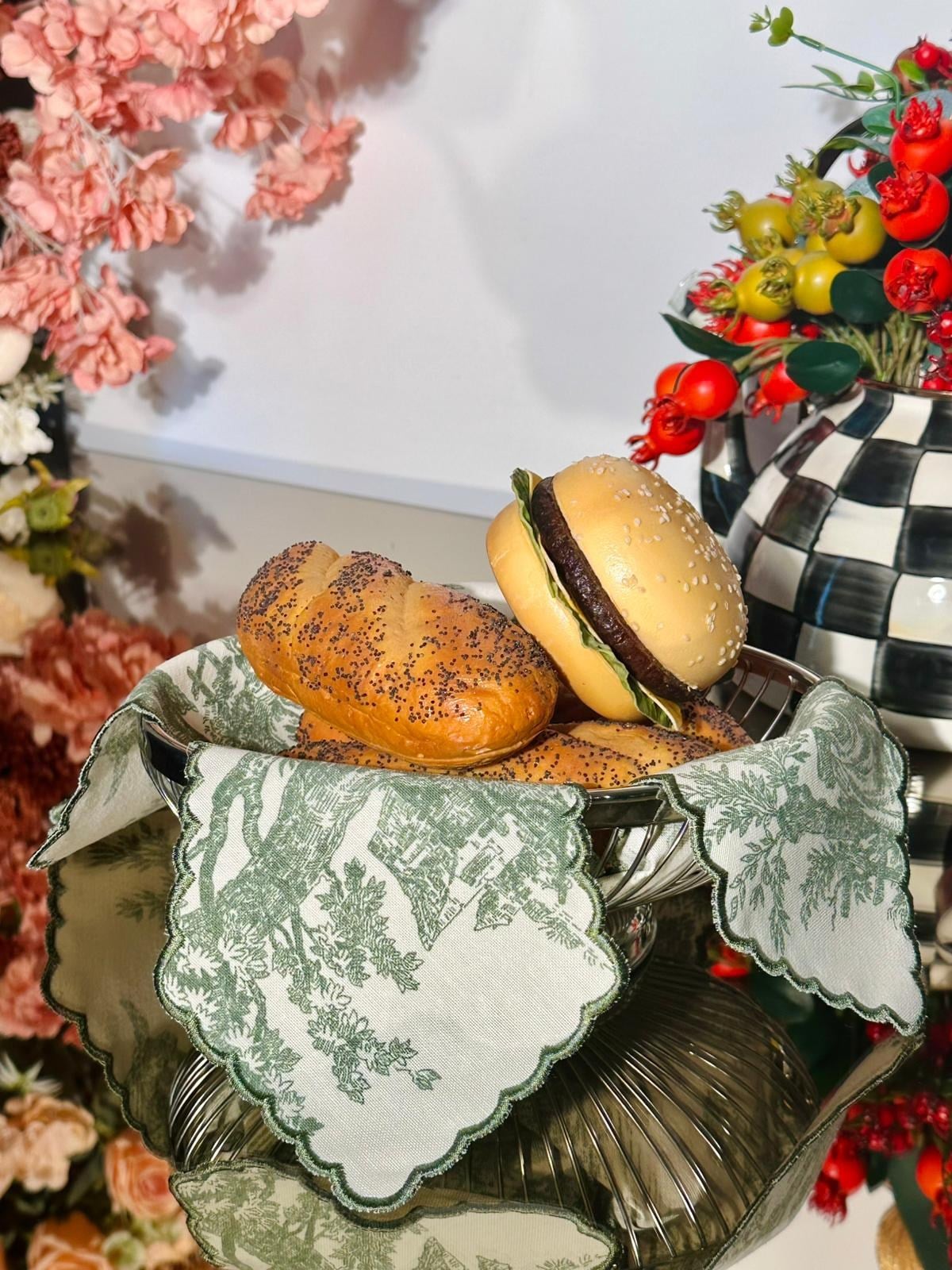 Spode Desen Yeşil Ekmek Örtüsü