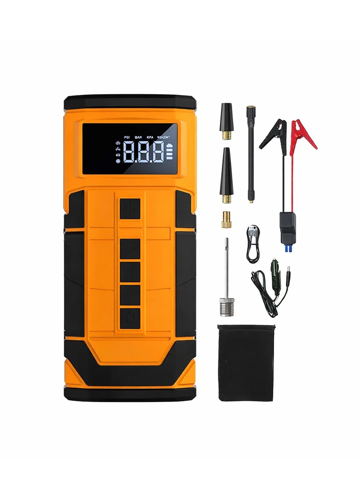 A5577 Akü Takviyeli Hava Kompresörü | 4'ü 1 Arada Powerbank, Hava Kompresörü, LCD Ekran, 8.000mAh 150PSI