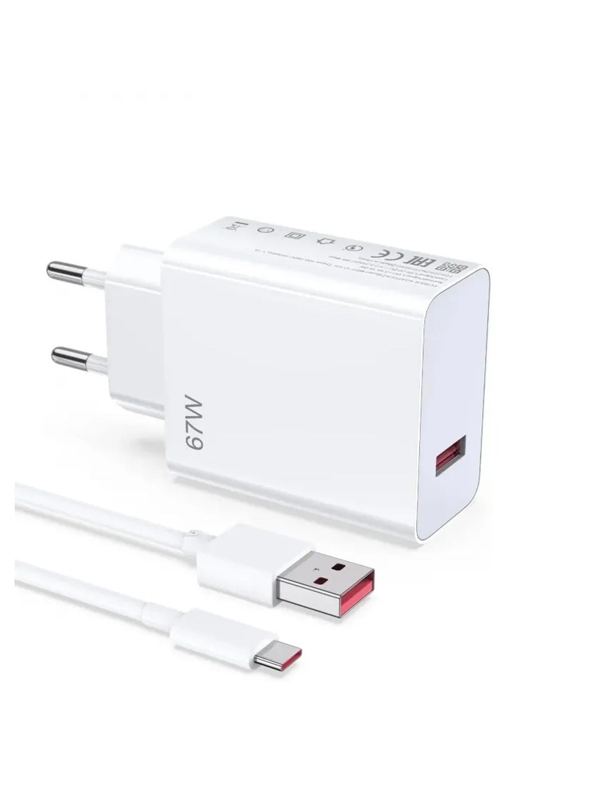 AC-107 67Watt 1xUSB-A 1metre USB-A to USB-C Kablolu Duvar Şarj Aleti