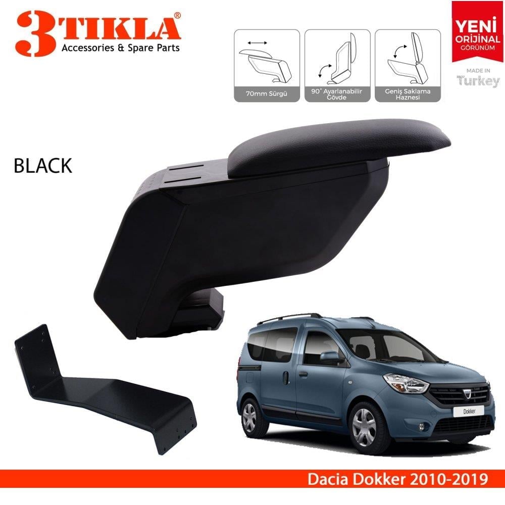 Dacia Dokker 2010-2019 Delmesiz Çelik Ayaklı Siyah Kolçak Kol Dayama