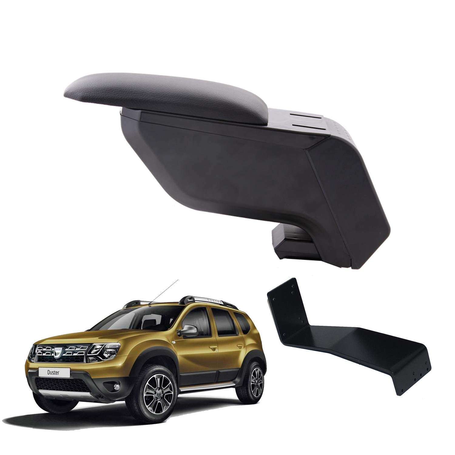 Dacia Duster 2014 Delmesiz Çelik Ayaklı Siyah Kolçak Kol Dayama