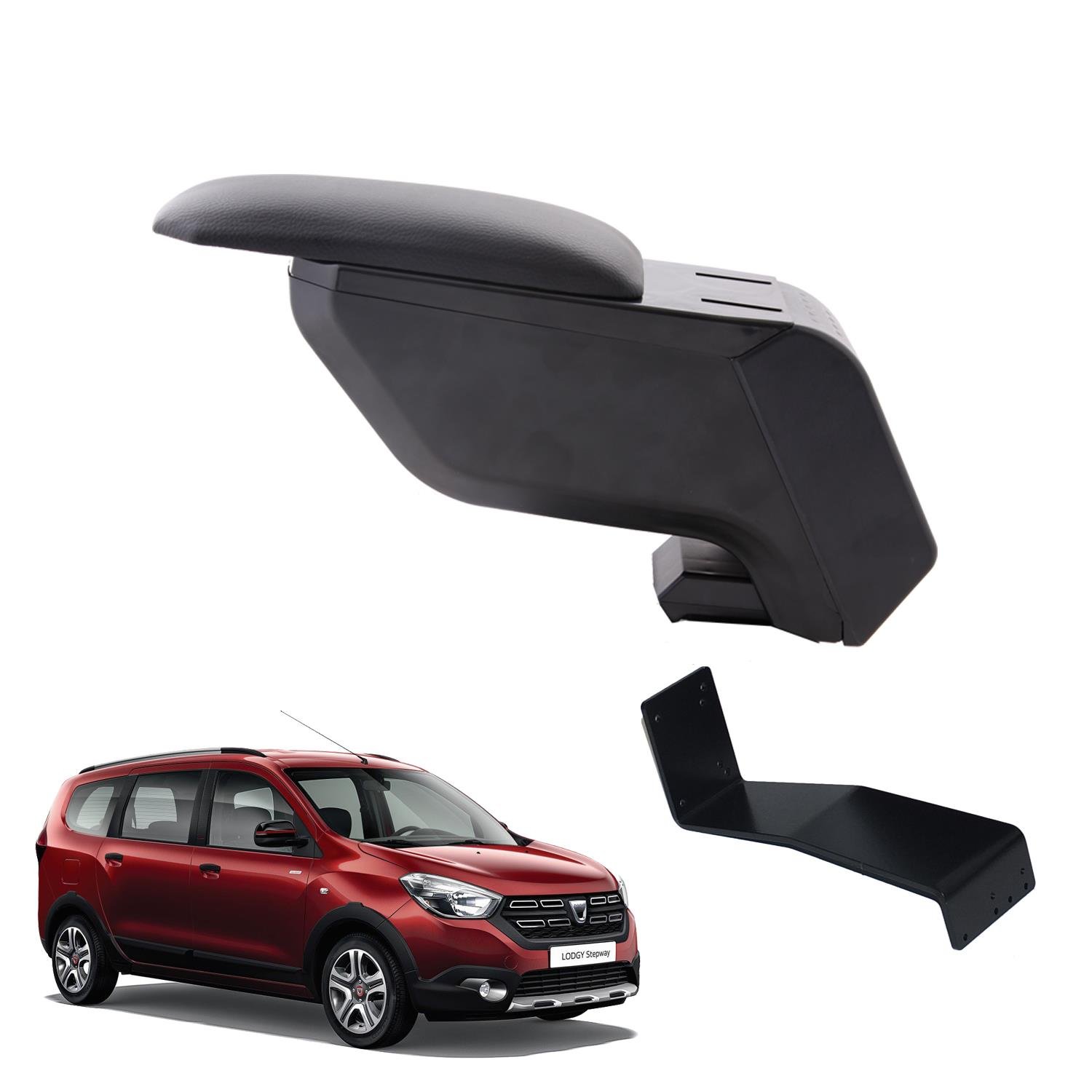 Dacia Lodgy Stepway 2020 Delmesiz Çelik Ayaklı Siyah Kolçak Kol Dayama