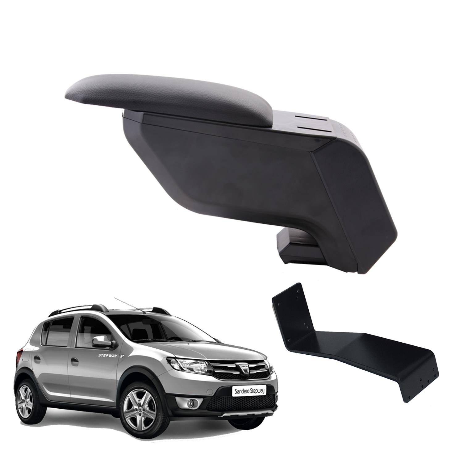 Dacia Sandero Stepway 2015 Delmesiz Çelik Ayaklı Siyah Kolçak Kol Dayama
