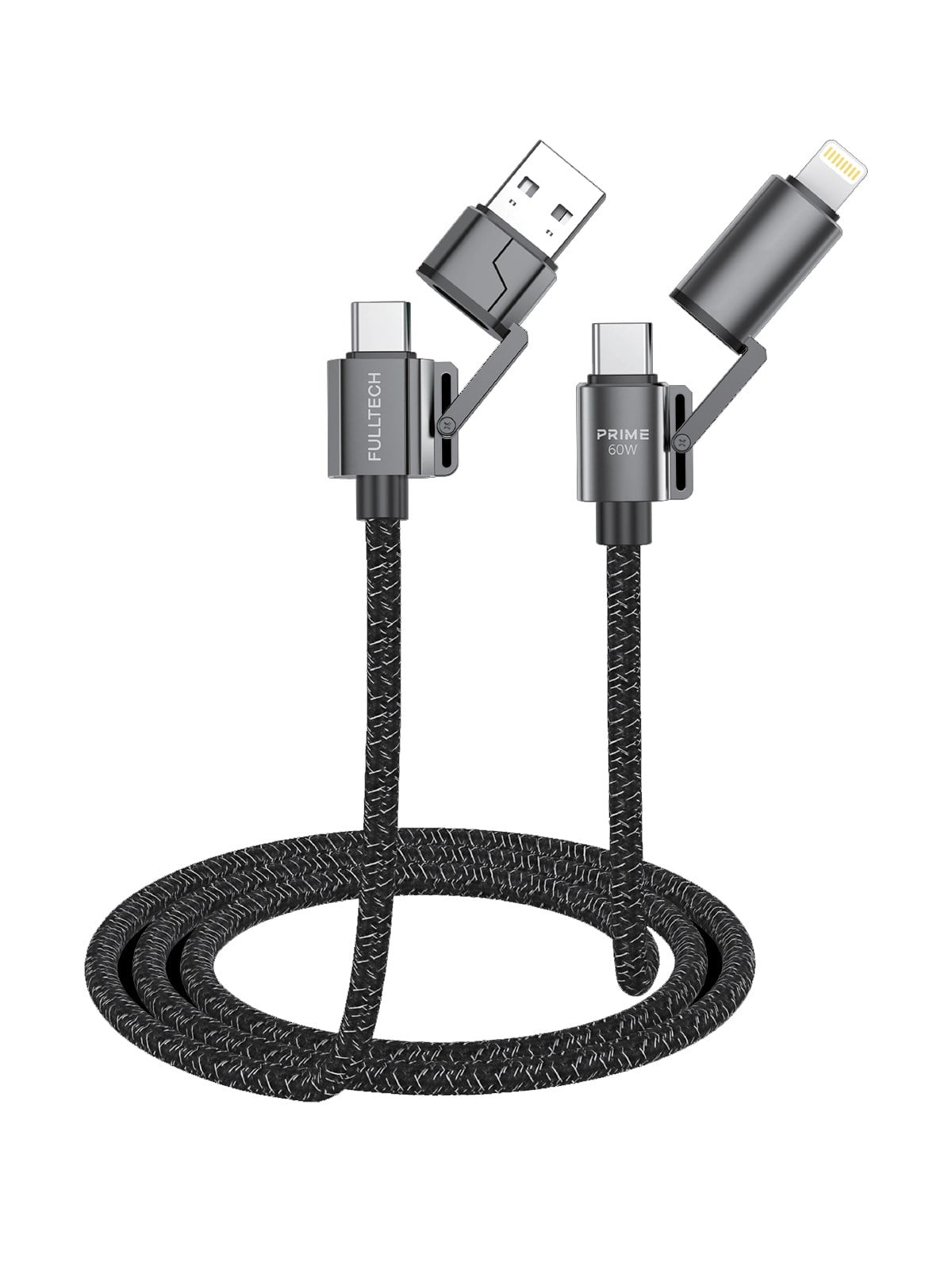 FC154 4'ü 1 Arada Şarj Kablosu PD 100W Type-C & Lightning Hızlı Şarj (A+C to C+L, 1.2M Örgü )