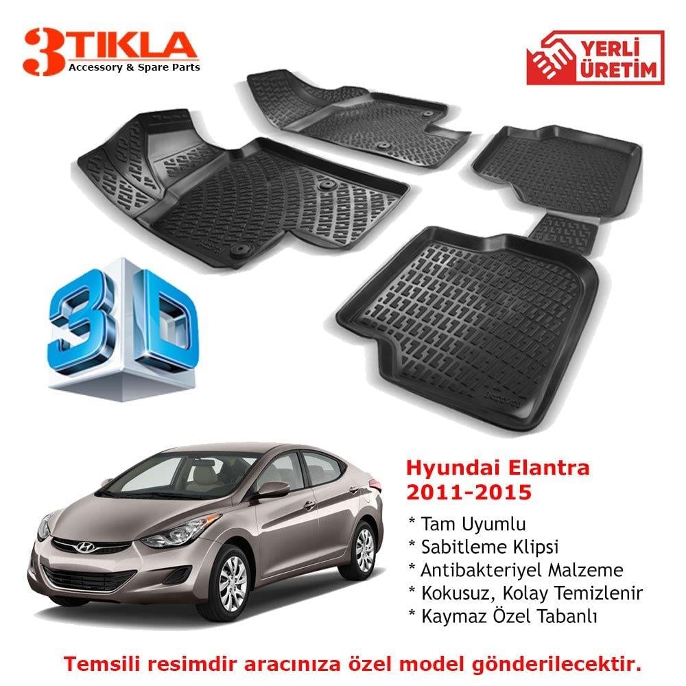 Hyundai Elantra 2011-2015 Premium 3D Havuzlu Paspas Seti