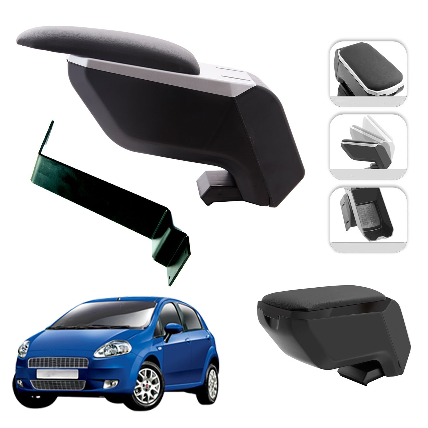 Mis Paket Fiat Grande Punto 2005-2010 Delmesiz Çelik Ayaklı Kolçak + Askılı Koku + Micro Fiber Bez + Torpido Süngeri