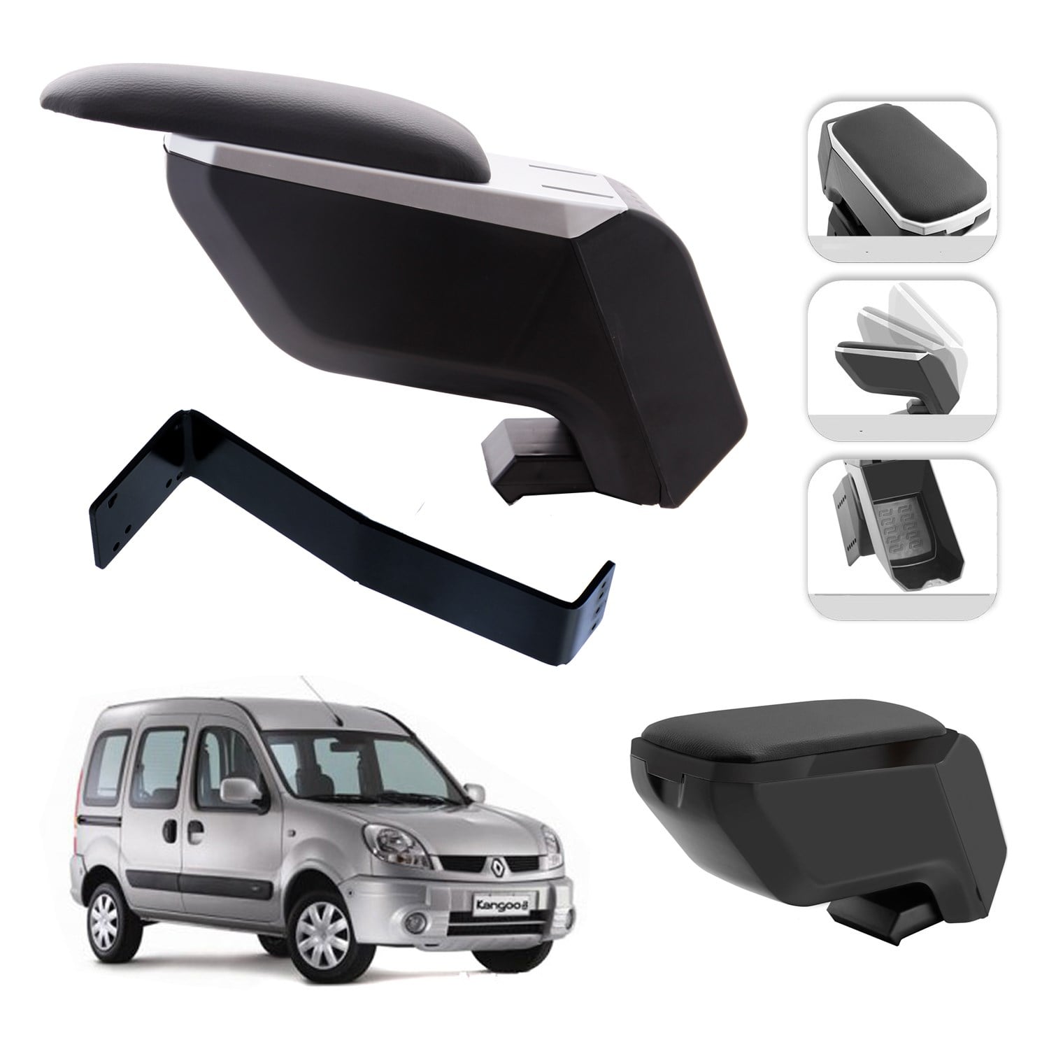 Mis Paket Renault Kangoo 1998-2007 Delmesiz Çelik Ayaklı Kolçak + Askılı Koku + Micro Fiber Bez + Torpido Süngeri