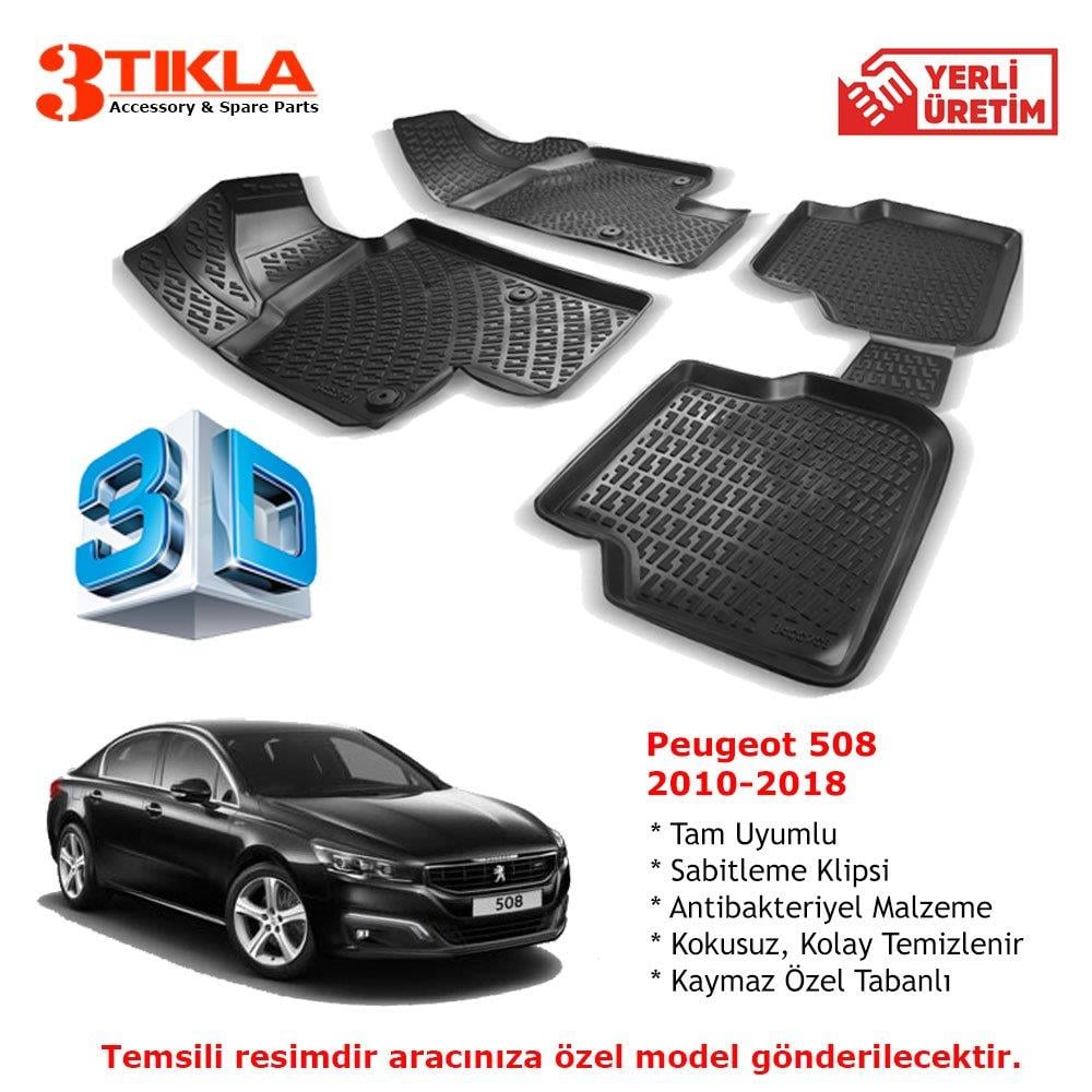 Peugeot 508 2010-2018 Premium 3D Havuzlu Paspas Seti