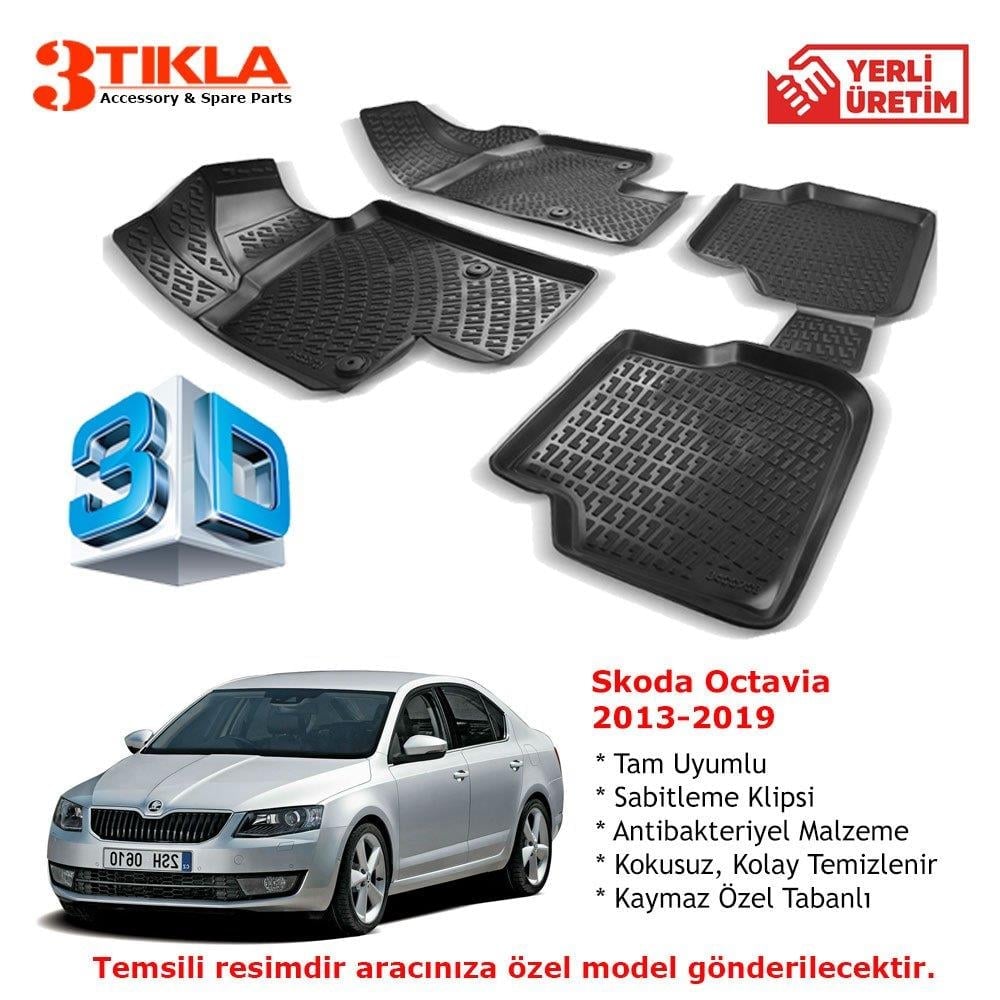 Skoda Octavia 2013-2019 Premium 3D Havuzlu Paspas Seti