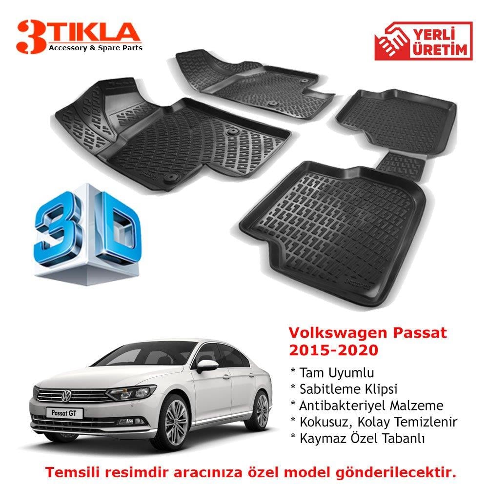 Volkswagen Passat 2015-2020 Premium 3D Havuzlu Paspas Seti