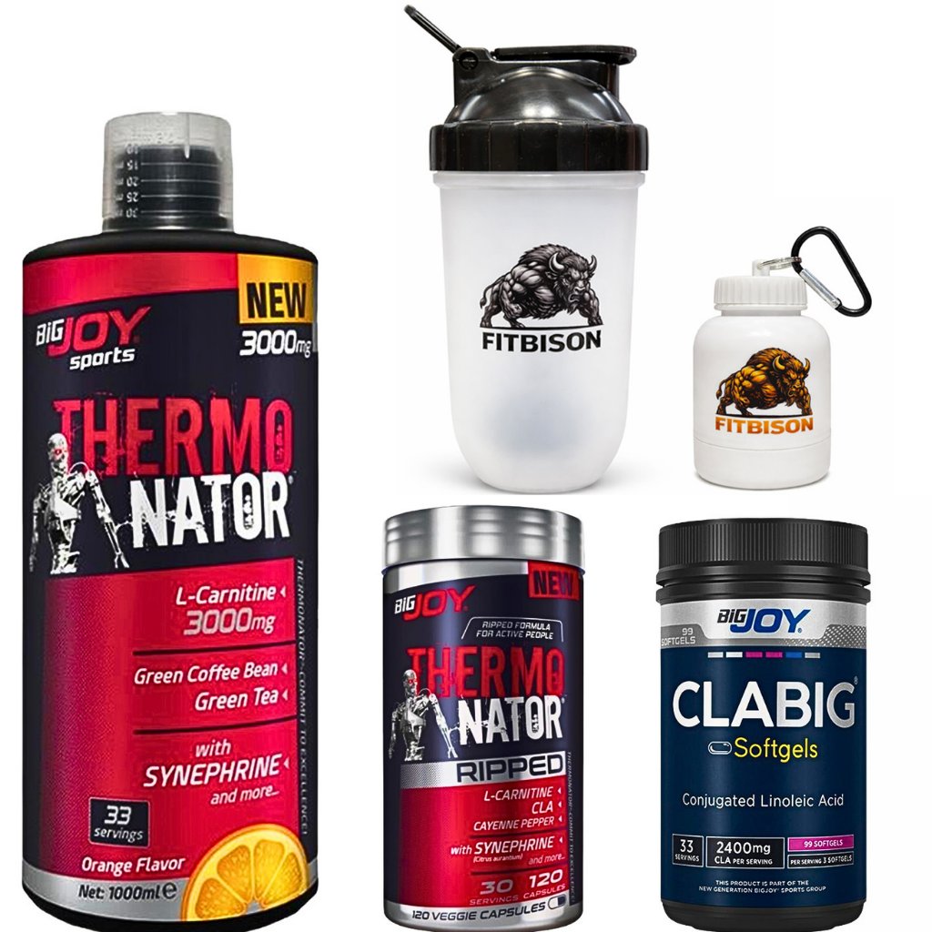 PARÇALA, ERİT, YAK, ENERJİLENDİR SERİSİ-Thermo Nator (1000 ml+Thermo Nator Ripped (Kapsül)+Clabig (99 Softgels)+Pro Shaker (700 ml)+Maskot Toz Taşıma Kutusu (100 ml)