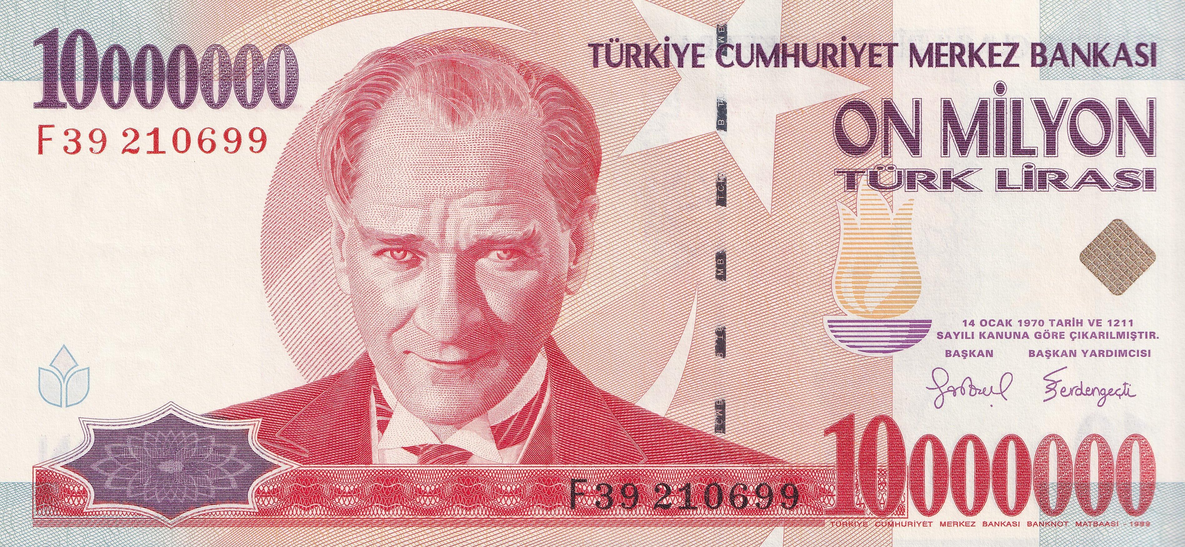 7. Emisyon 10.000.000 Lira - F39 - ÇİL 