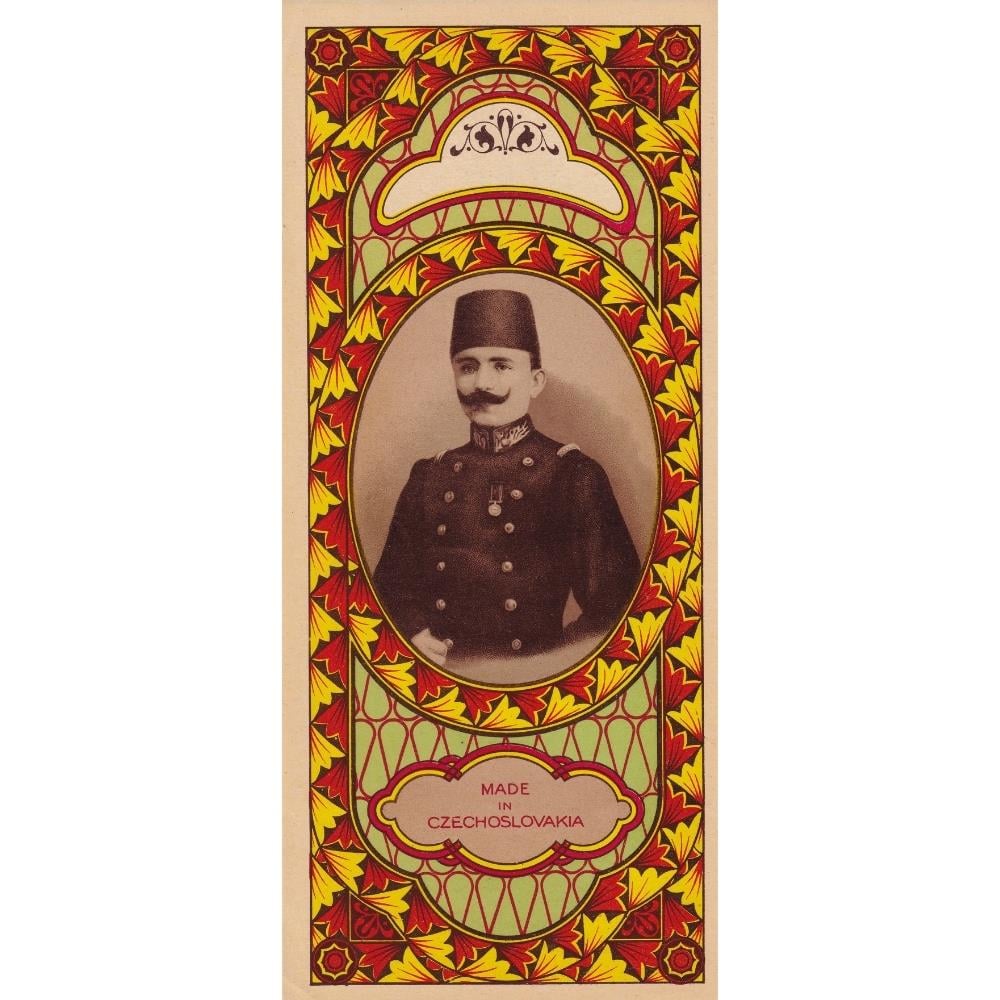 Enver Paşa Tasvirli Taşbaskı Fes Etiketi 11x25 cm - 1915