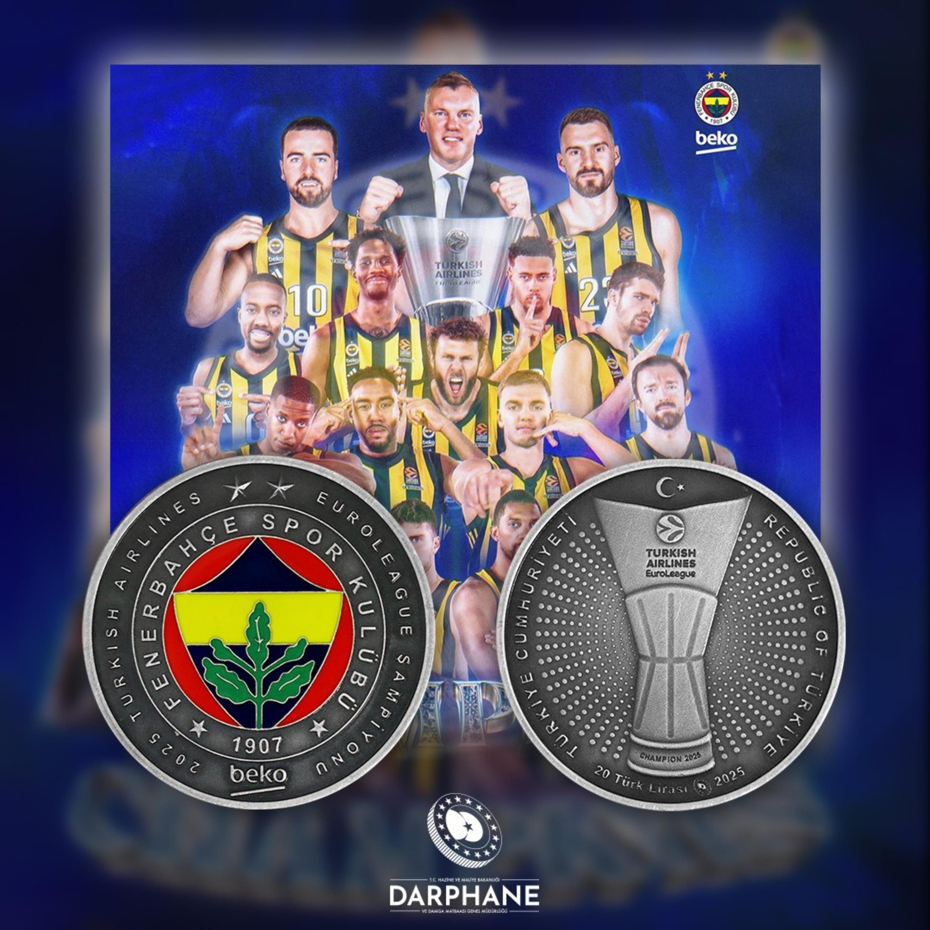 Fenerbahçe Beko 2025 Turkish Airlines Euroleague Şampiyonluk Gümüş Hatıra Para