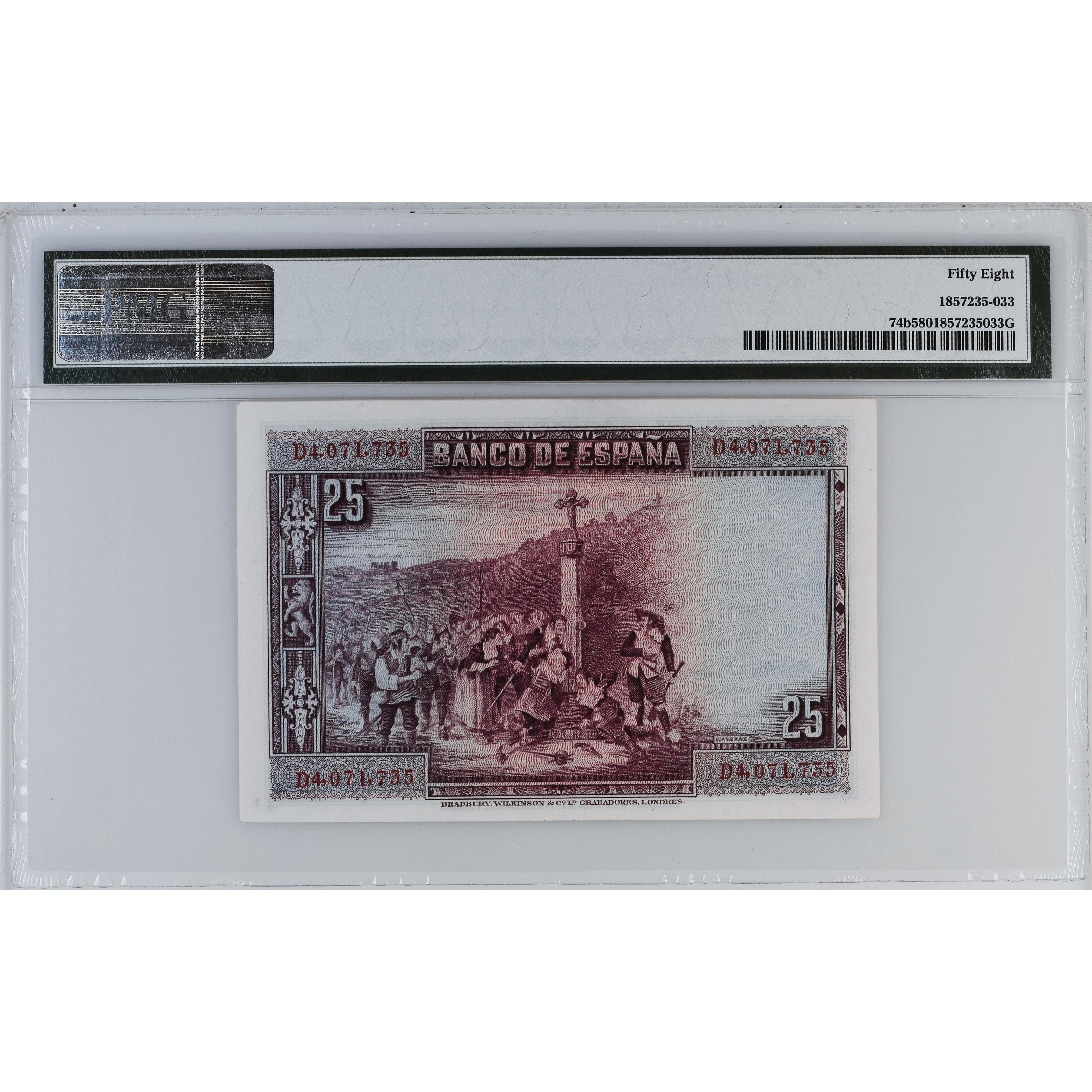İspanya 25 Peseta - 1928 - Çil Altı - PMG 58