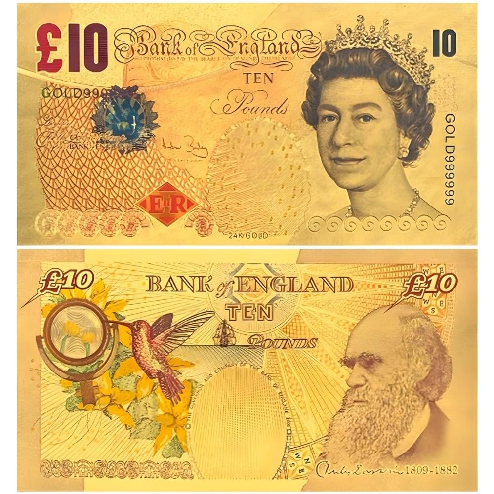 Renkli Altın Varak İngiltere 10 Pound - ÇİL