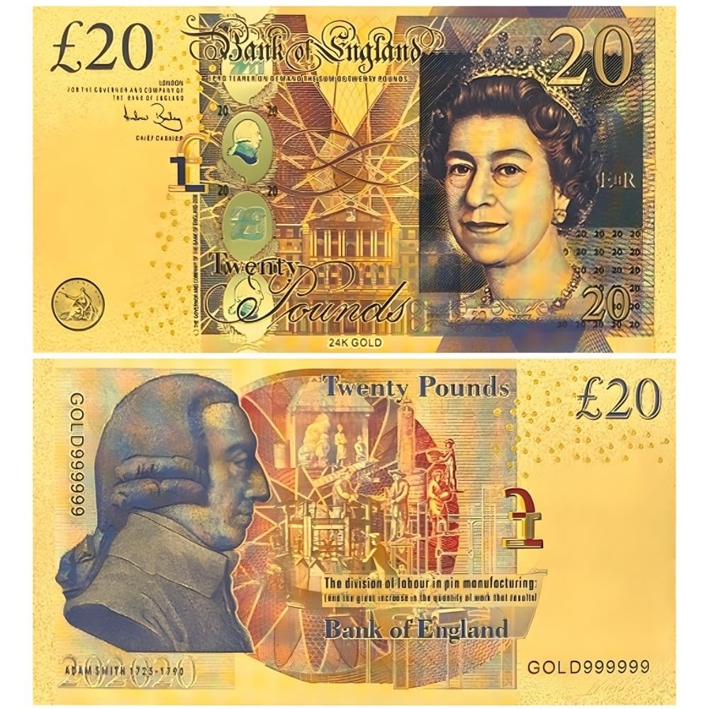 Renkli Altın Varak İngiltere 20 Pound - ÇİL
