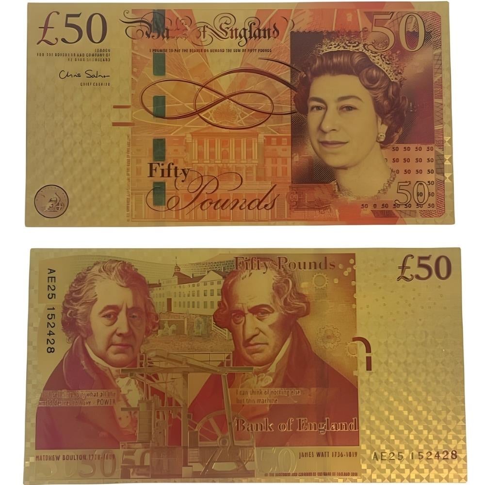 Renkli Altın Varak İngiltere 50 Pound - ÇİL