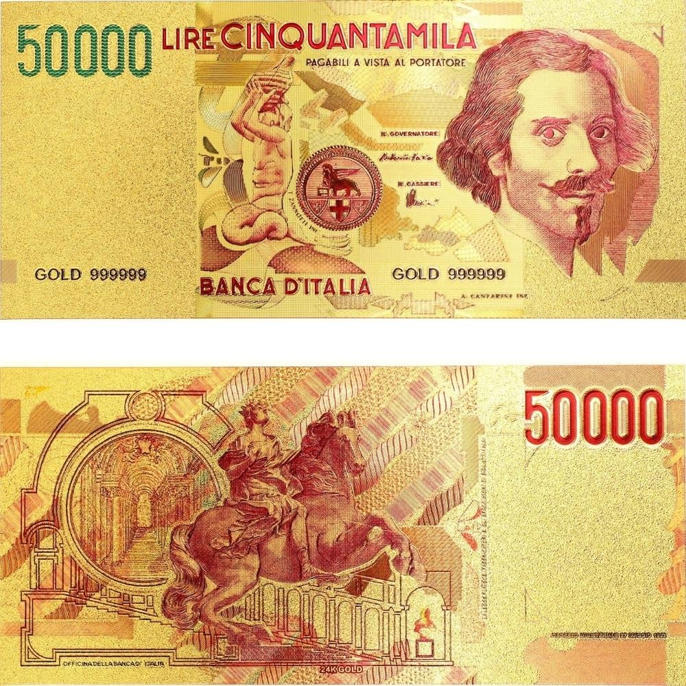 Renkli Altın Varak İtalya 50000 Lire - ÇİL