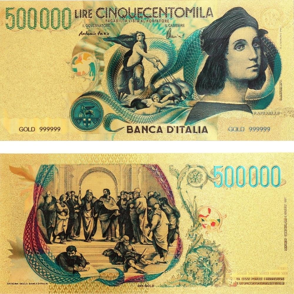 Renkli Altın Varak İtalya 500000 Lire - ÇİL