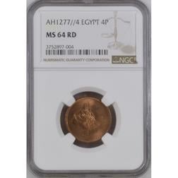 Sultan Abdülaziz 1277/4 Mısır Bakır 4 Para - ÇİL - NGC MS64