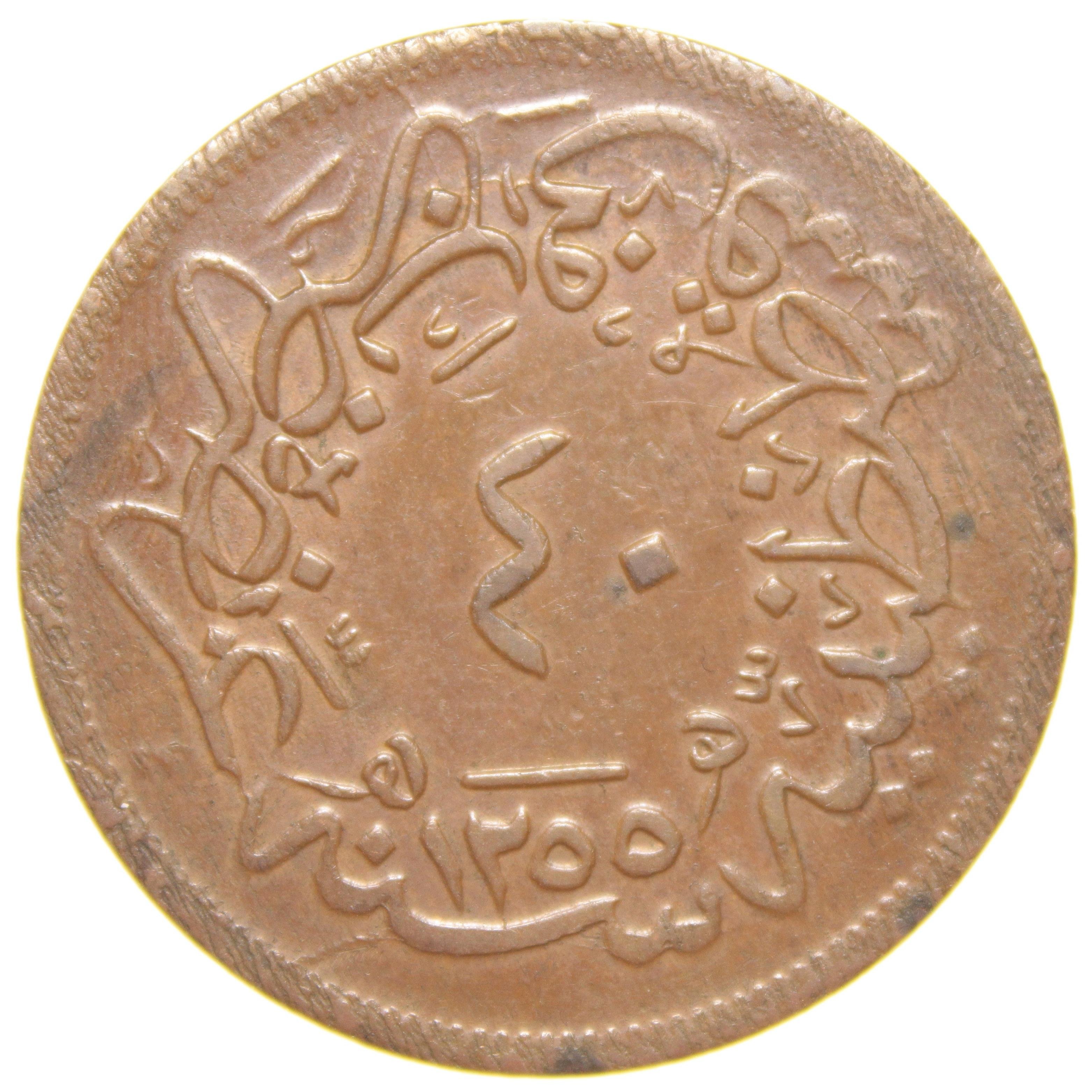 Sultan Abdülmecid 1255/17 Bakır 40 Para - Çil Altı - ÇA (OM143)