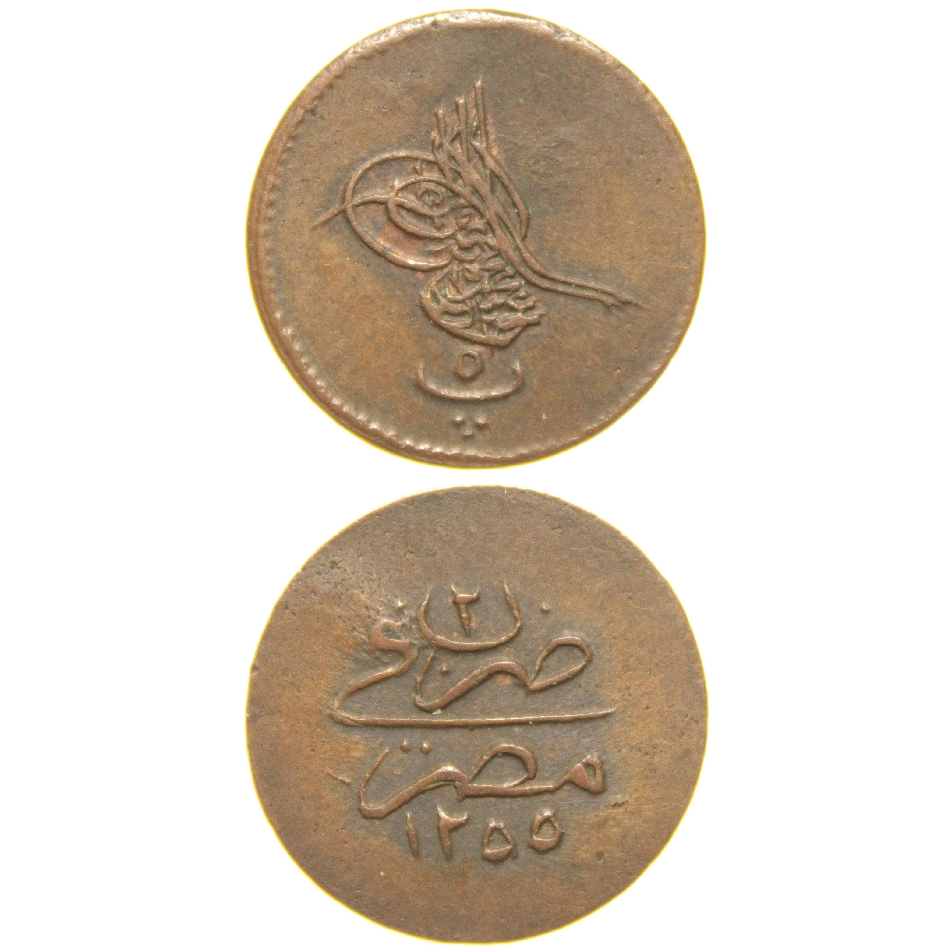 Sultan Abdülmecid 1255/2 Mısır - Bakır 5 Para - ÇİL
