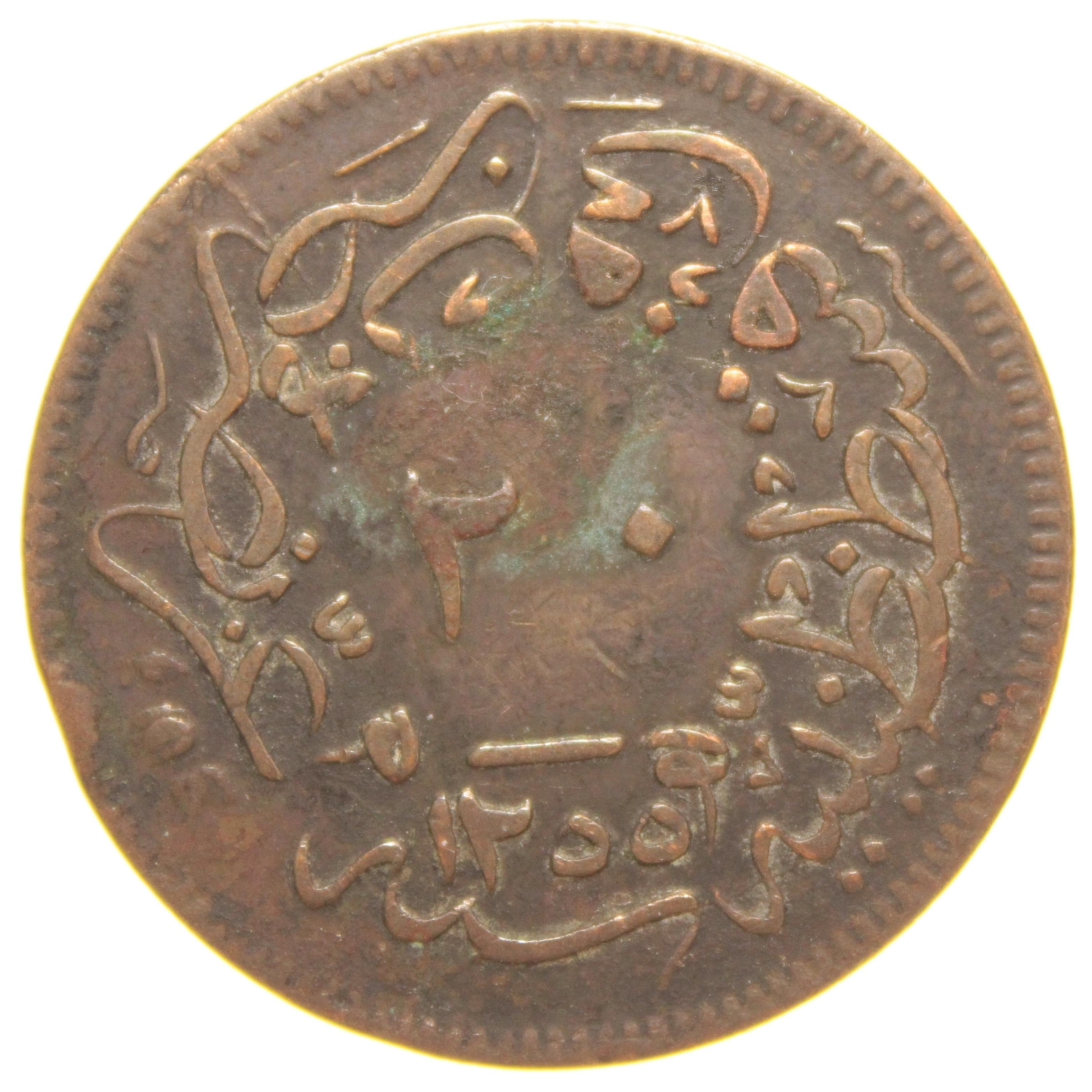 Sultan Abdülmecid 1255/21 Bakır 20 Para - Çok Temiz - ÇT