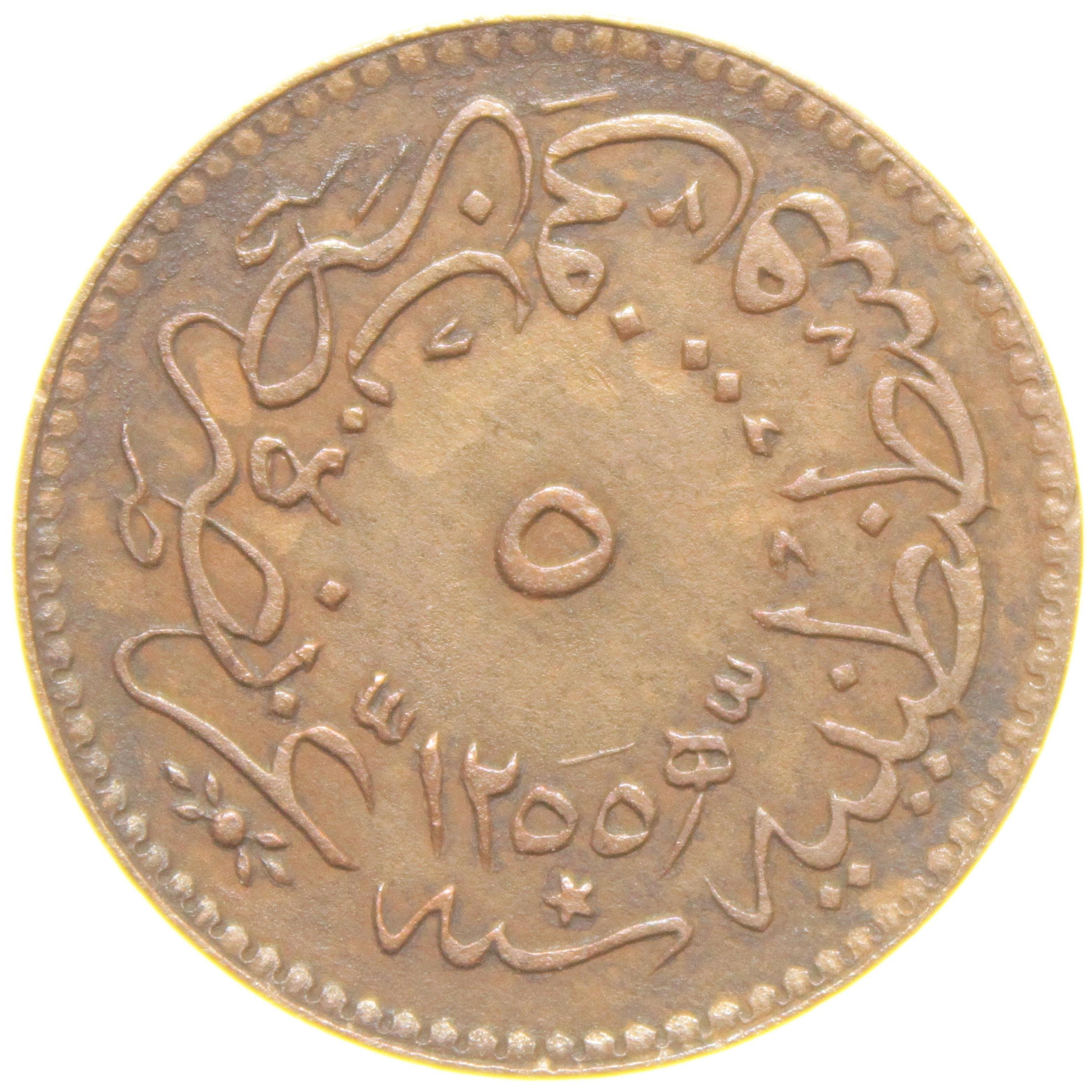 Sultan Abdülmecid 1255/8 Bakır 5 Para - Çil Altı - ÇA
