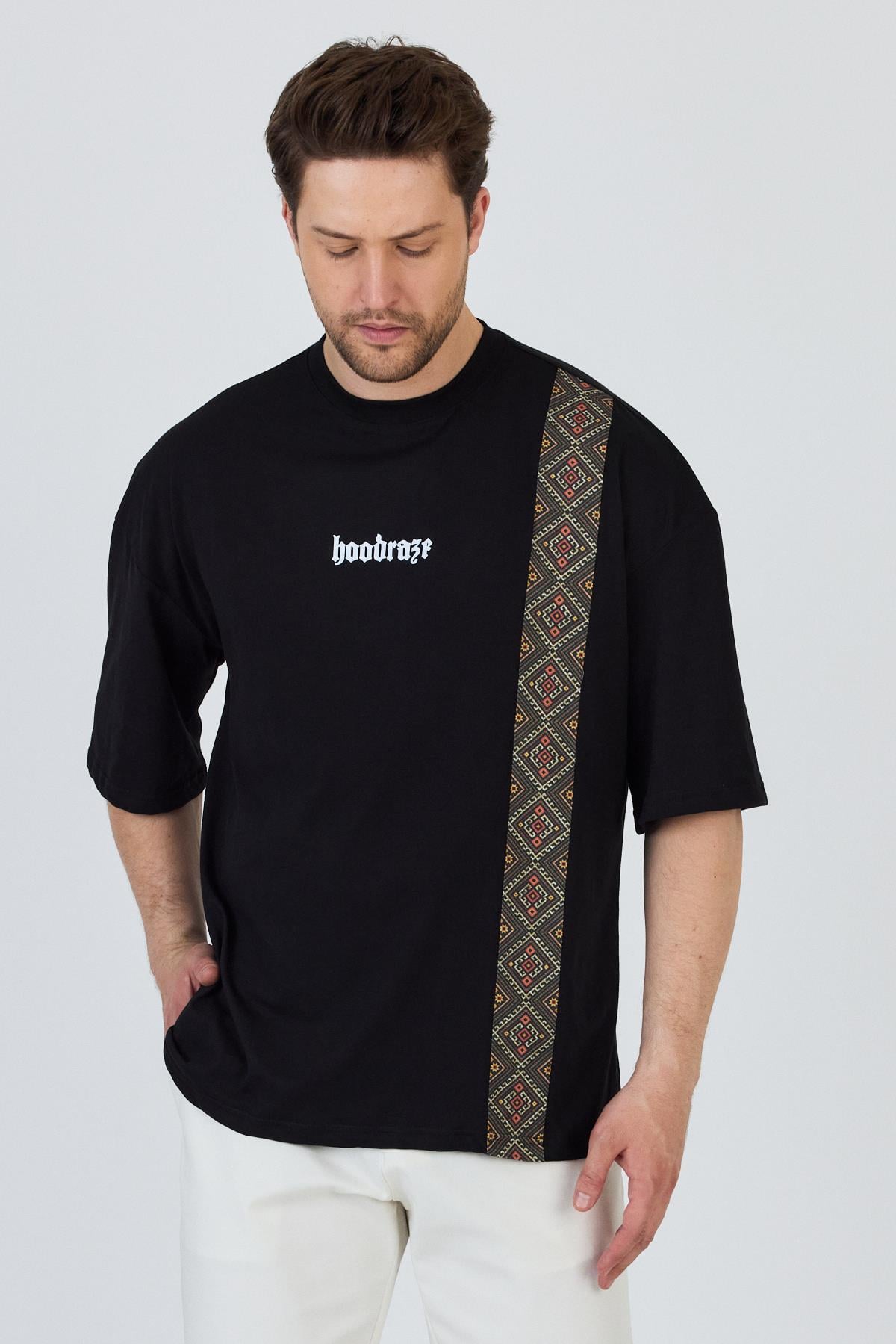 Erkek Ön Geniş Garnili T-shirt Oversize