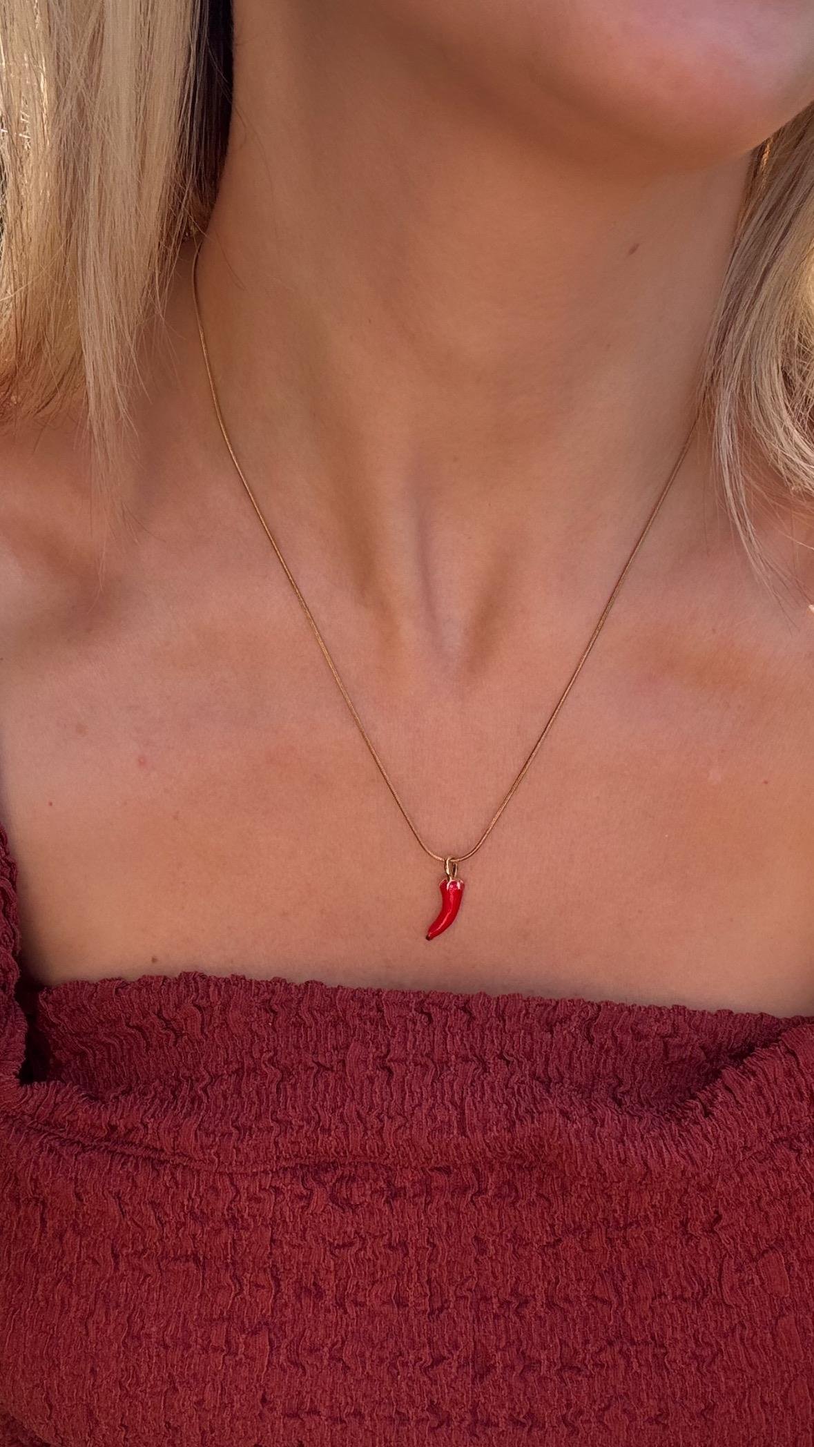 Çelik Kırmızı Biber Kolye