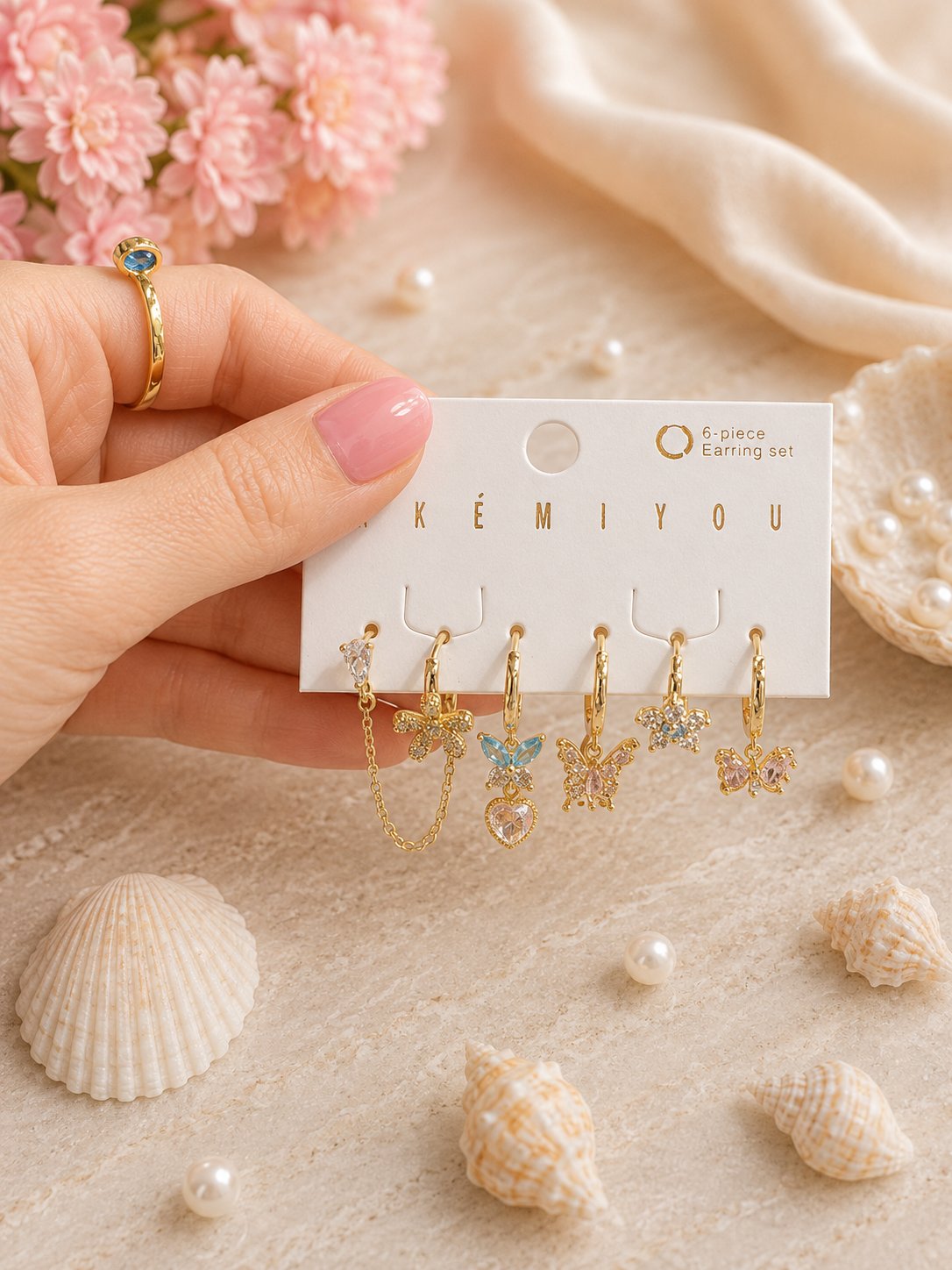 Çoklu Gold Renkli Kelebek Küpe