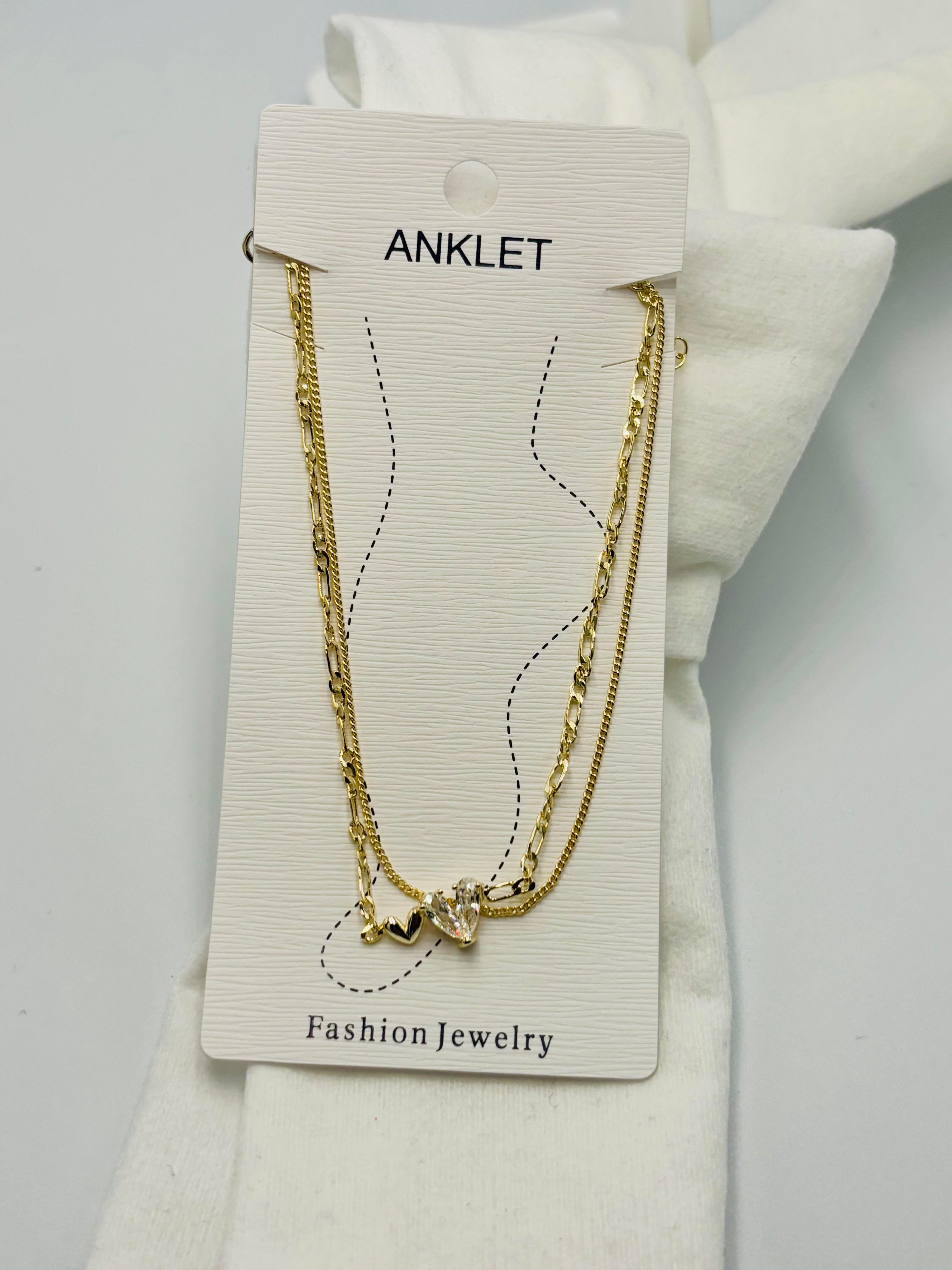 Kalpli Çift Zincirli Gold Halhal