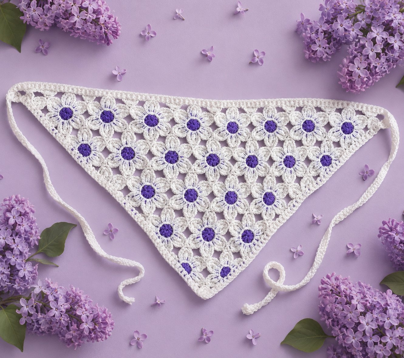Mor Çiçekli Bandana