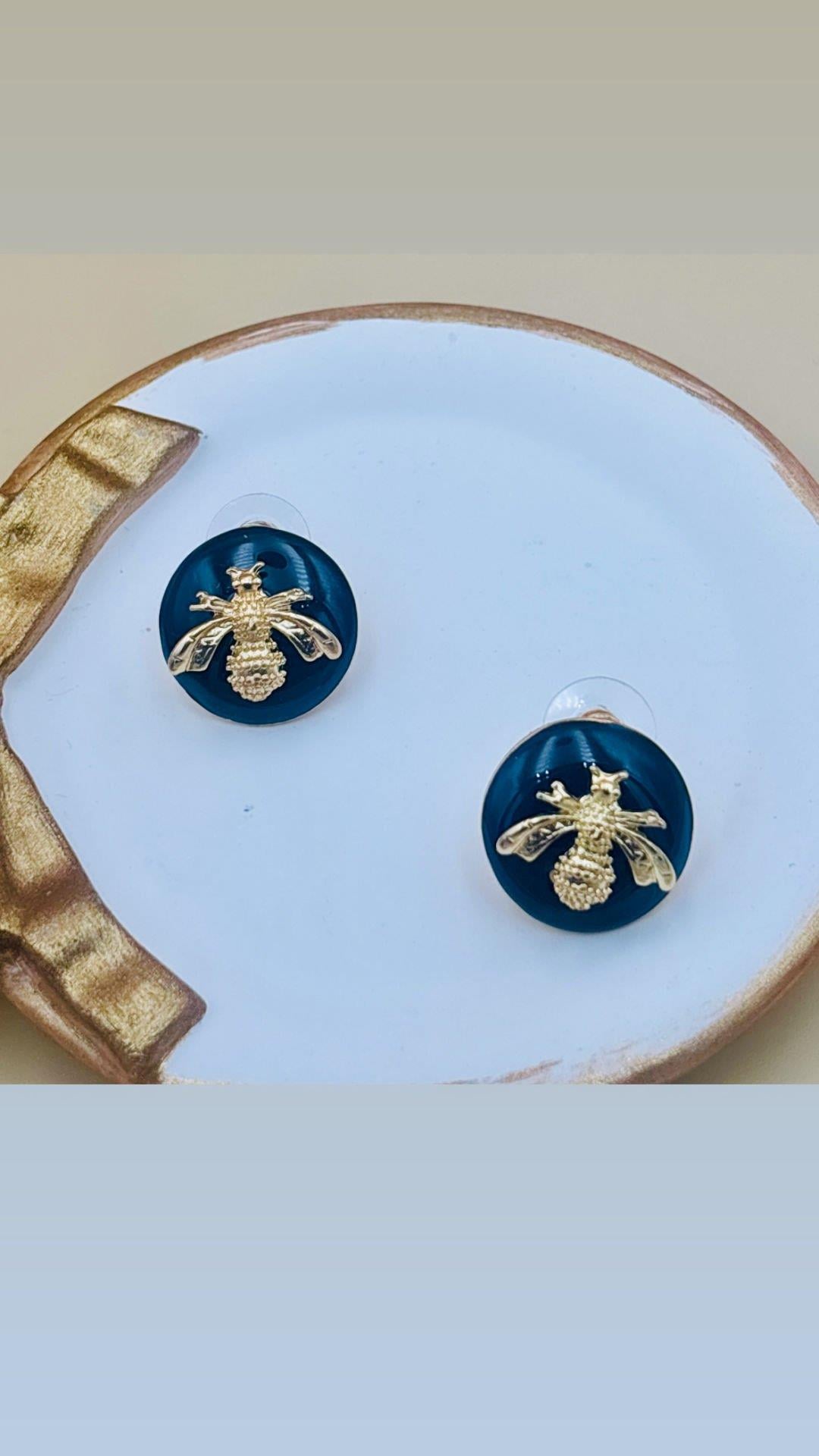 Siyah Gold Arı Küpe
