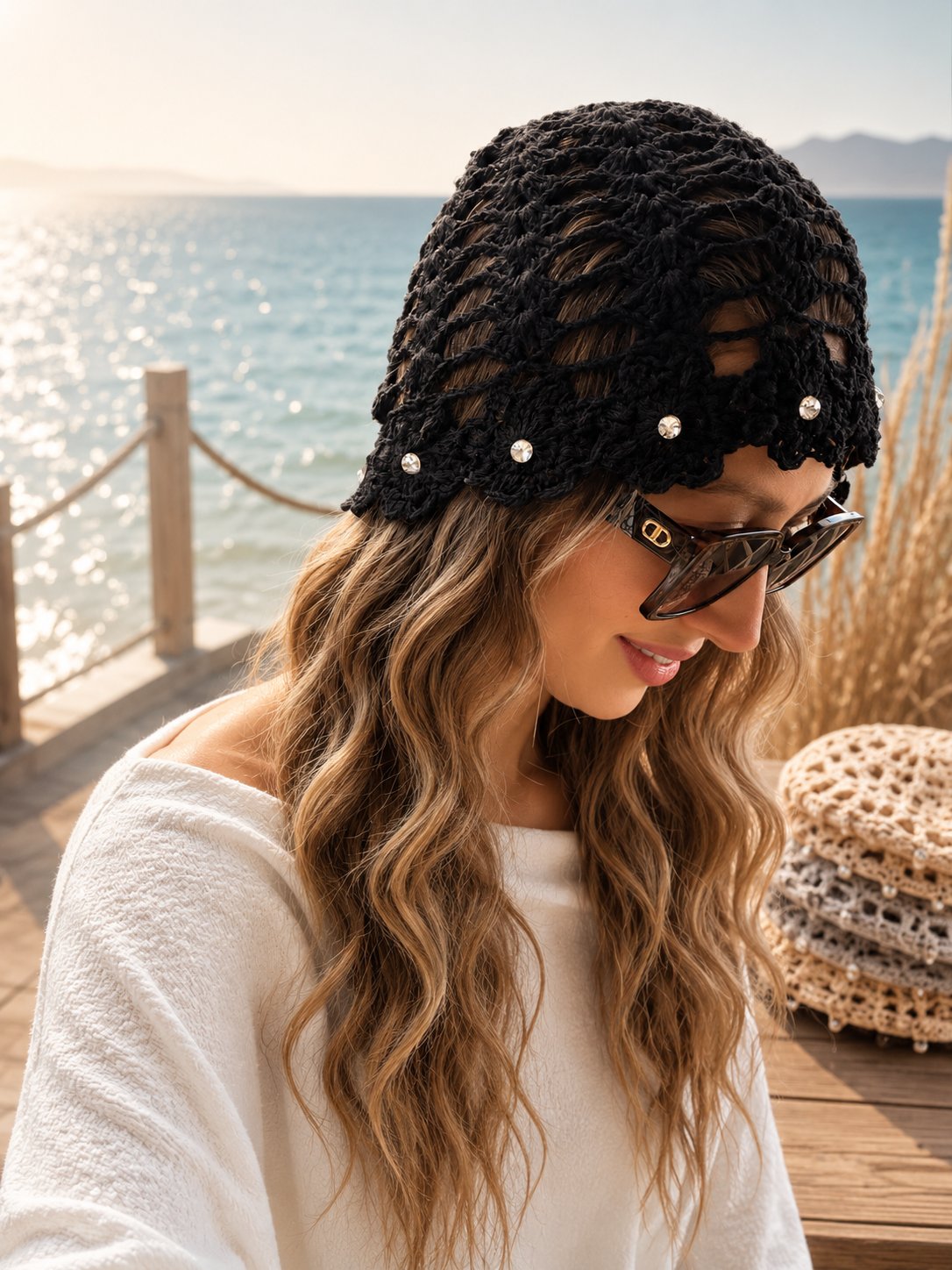 Siyah Taşlı Bandana