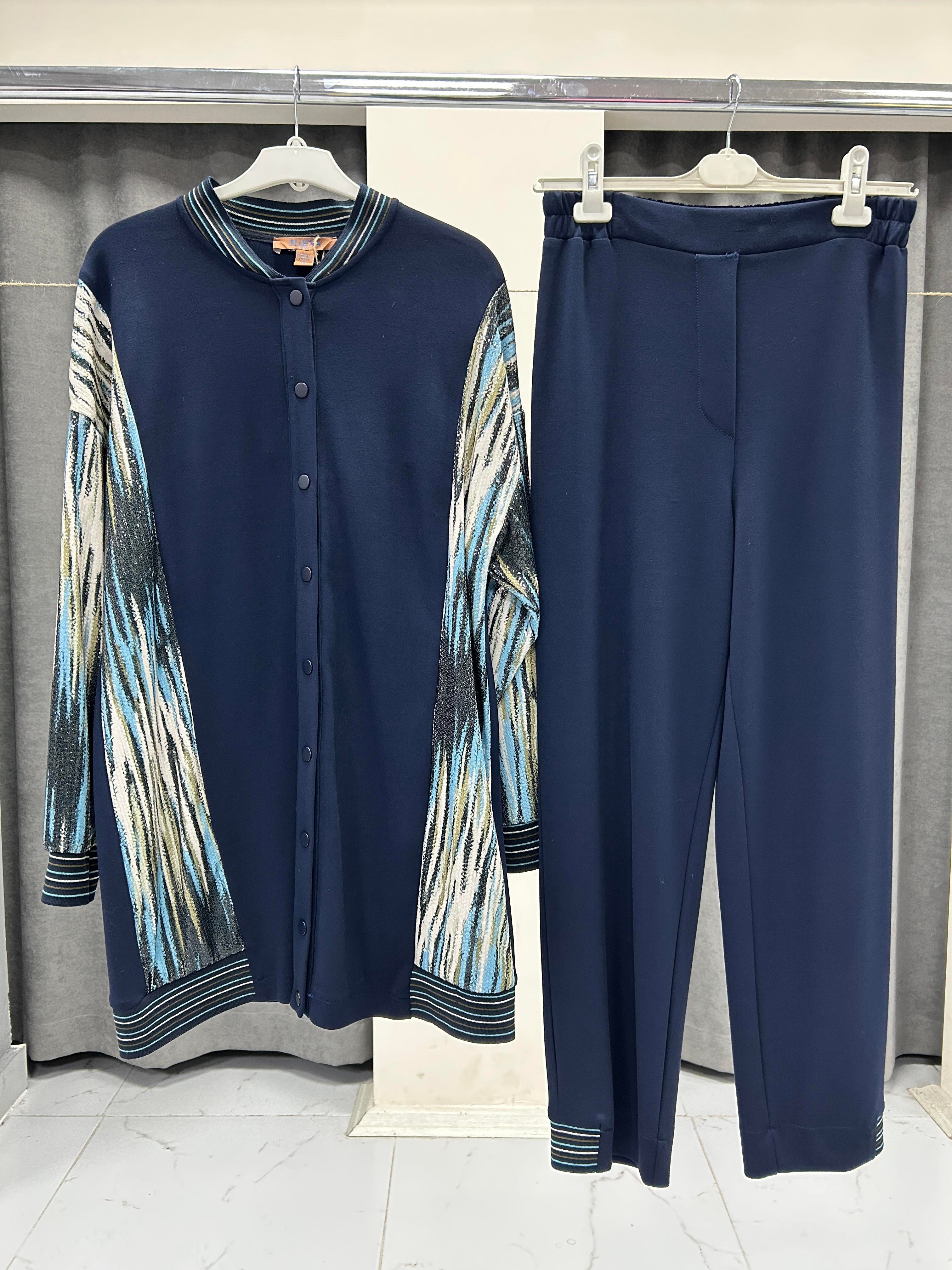 2462-CP-25K BLUEVA MODAL & PULPAYET CEKET PANTOLON TAKIM - LACİVERT