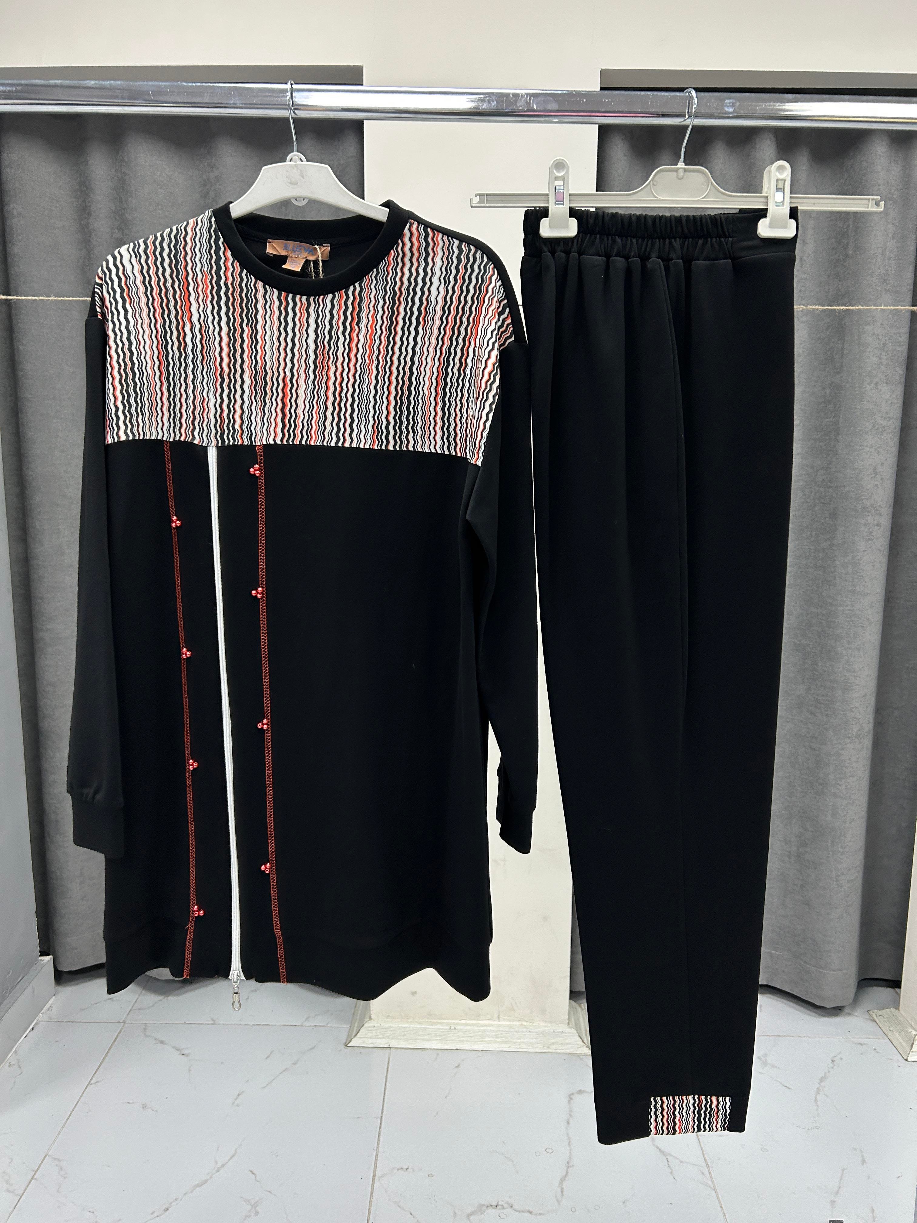2717-TP-25Y BLUEVA BAMBU MODAL TUNİK PANTOLONLU TAKIM - SİYAH