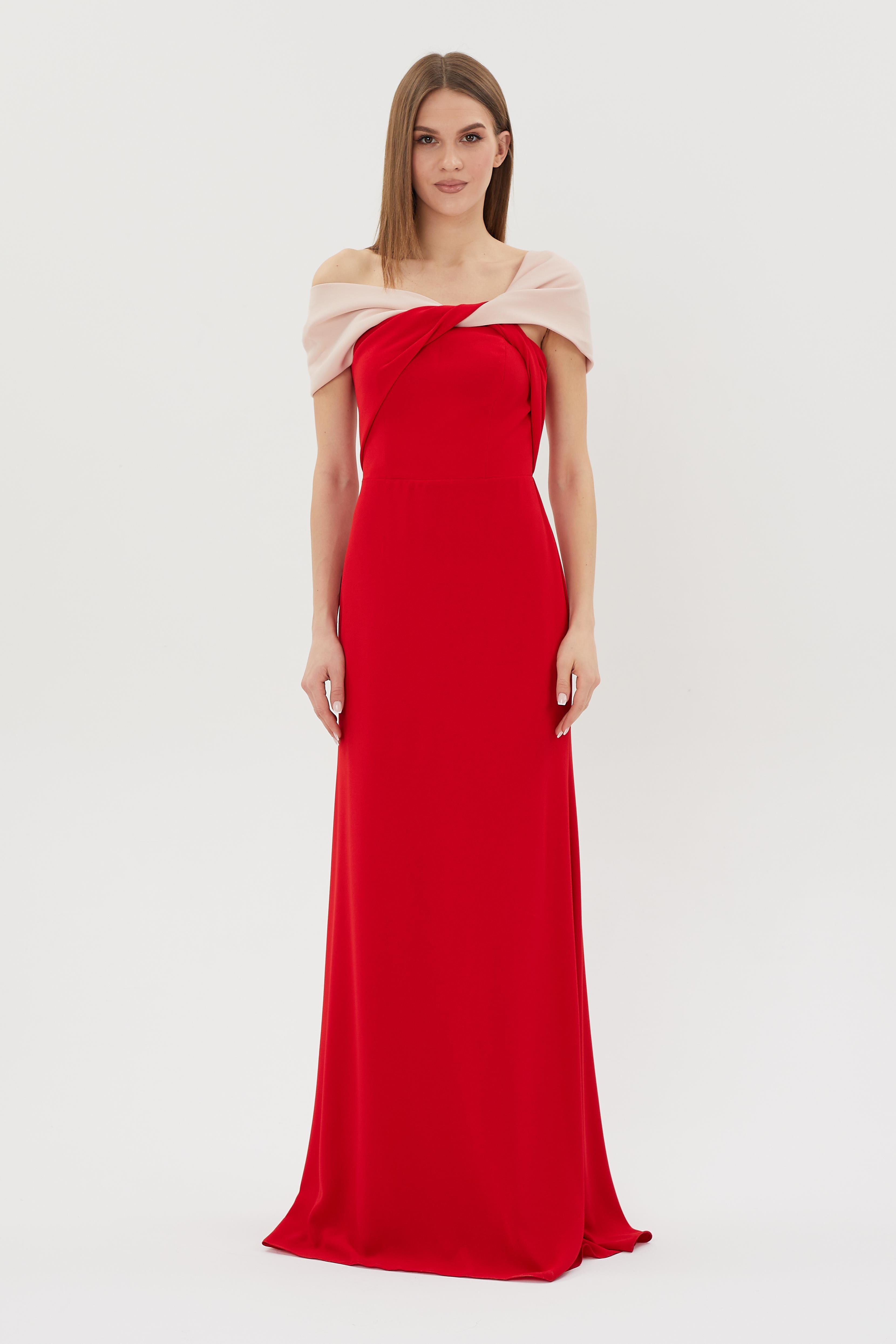 Özel Davet Siyah Beyaz Off Shoulder Maxi Elbise