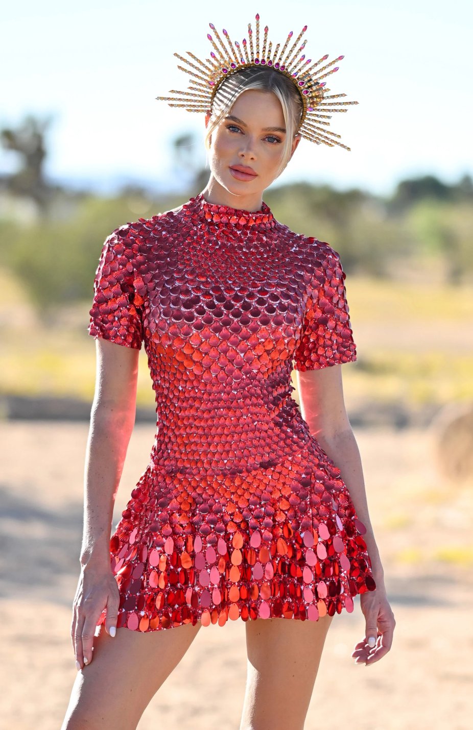 Design Sequined Red Mini Dress